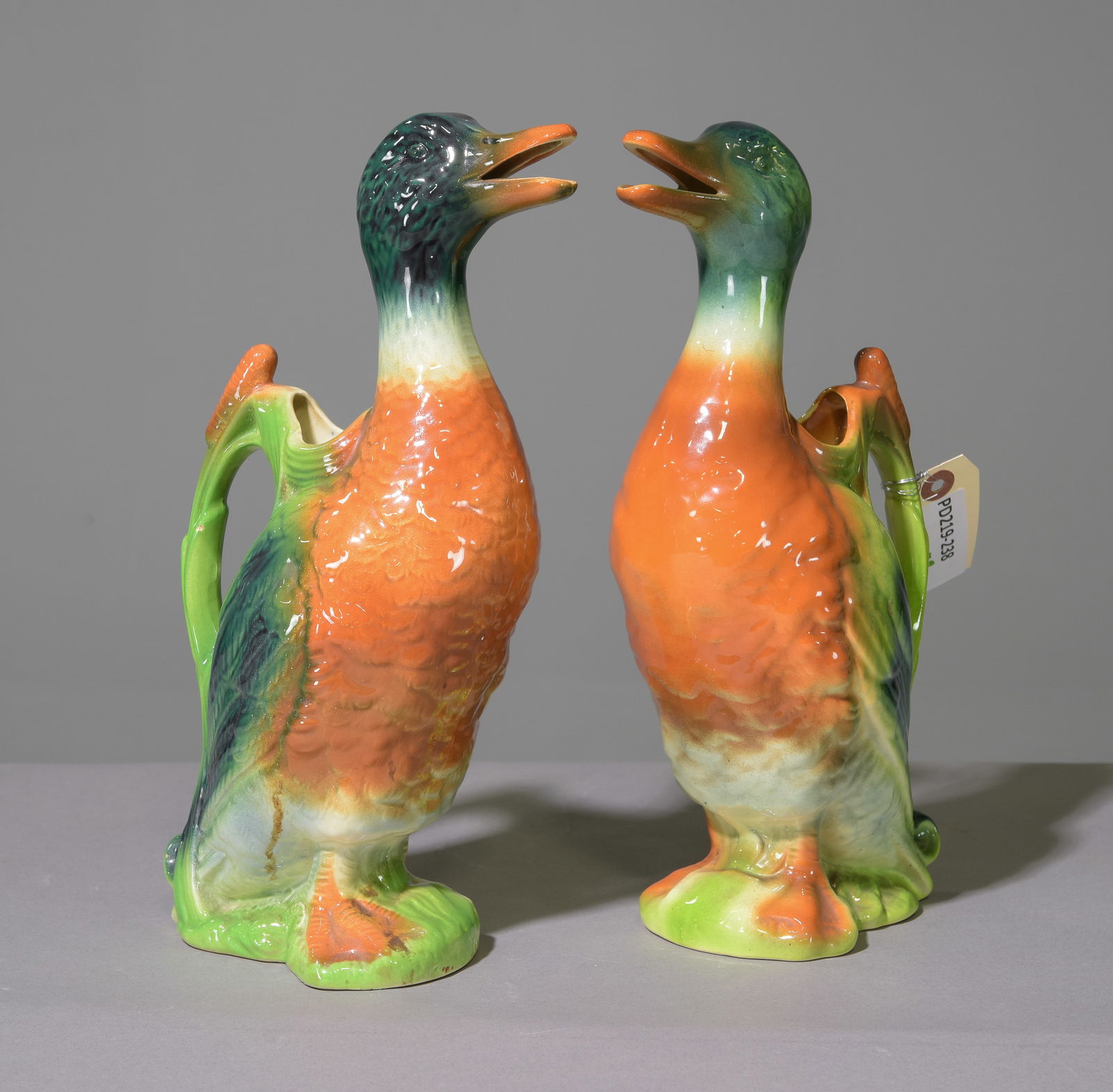 Two French Majolica Earthenware Duck Pitchers (1 of 3)