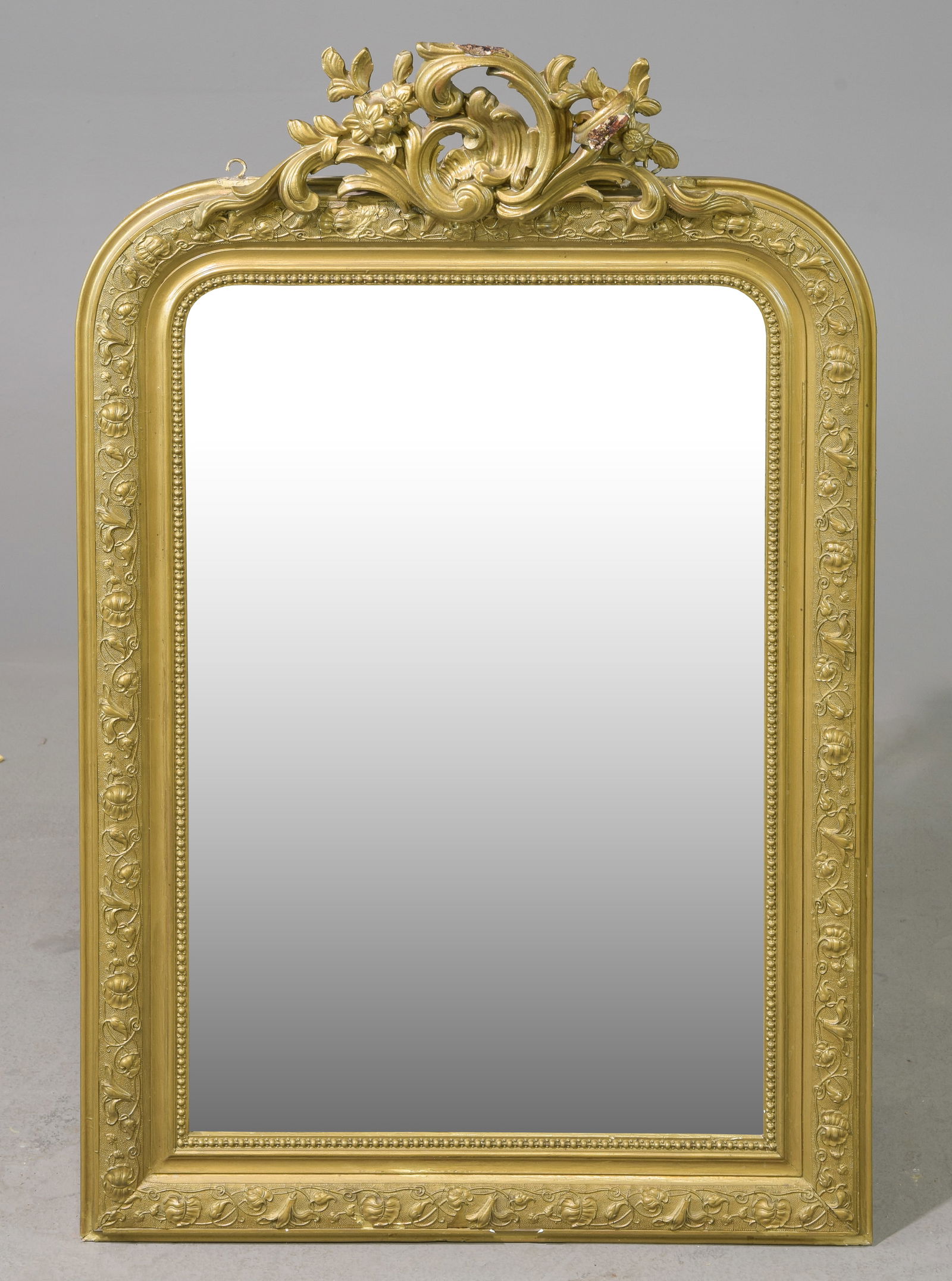 Louis Philippe Style Gold Framed Mirror with Crown (1 of 4)