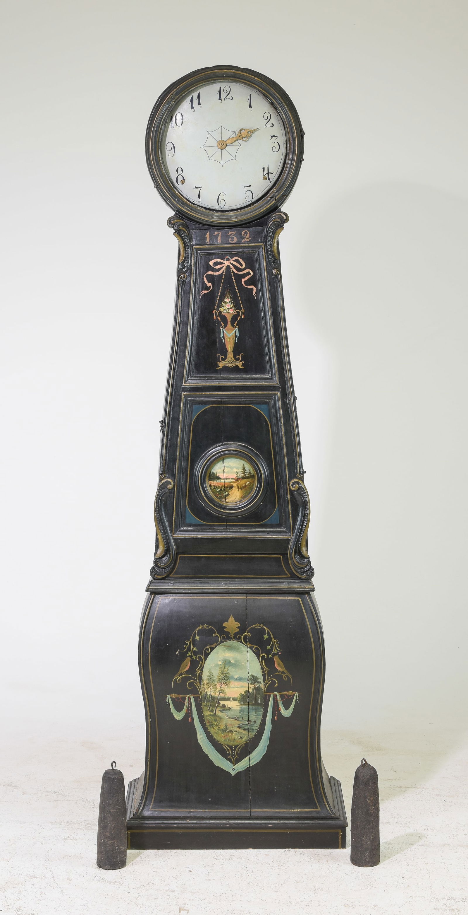 Swedish Painted Longcase Clock with Weights #2 (1 of 8)