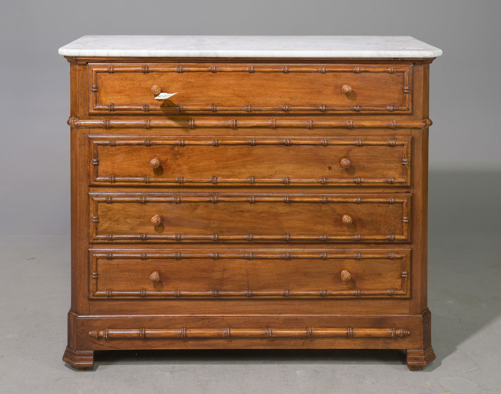French Faux Bamboo White Marble Top Chest #2 (1 of 4)