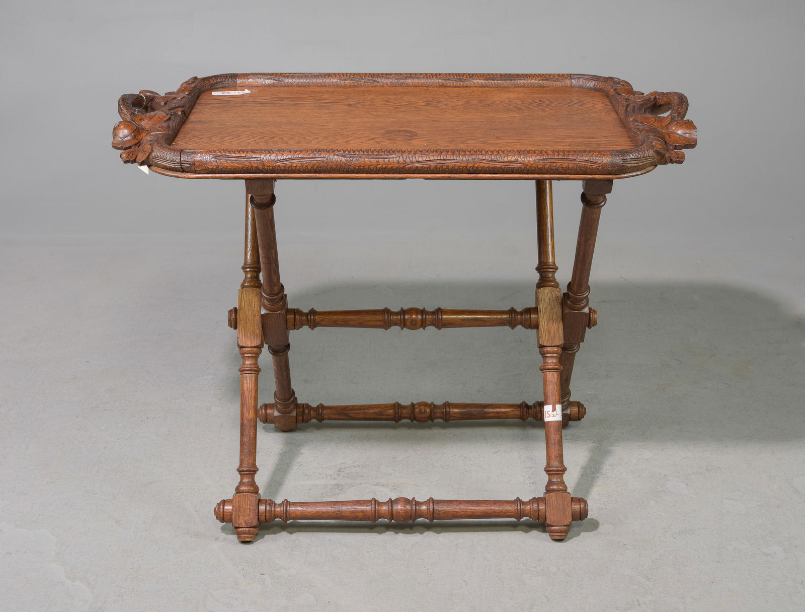Finely Carved Oak Folding Tray Table c.1920's-30's (1 of 5)