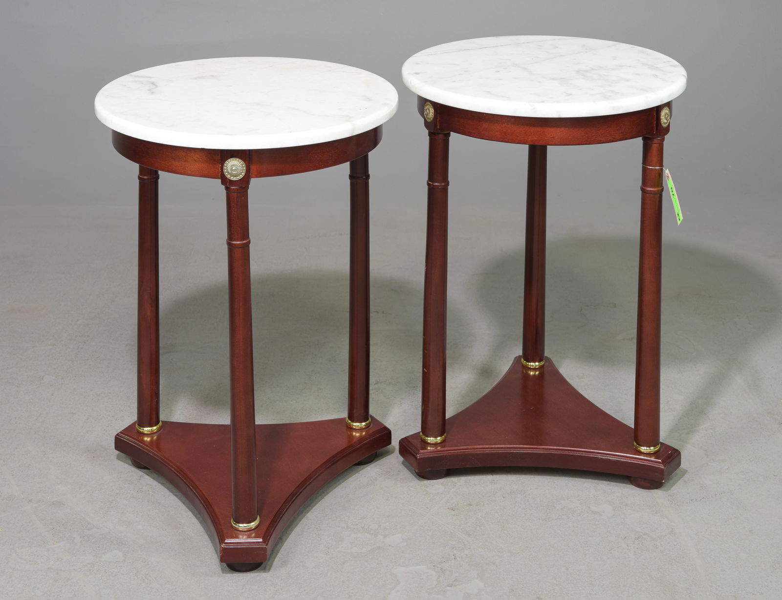 Two Empire / French Style White Marble Top End Tables (1 of 3)