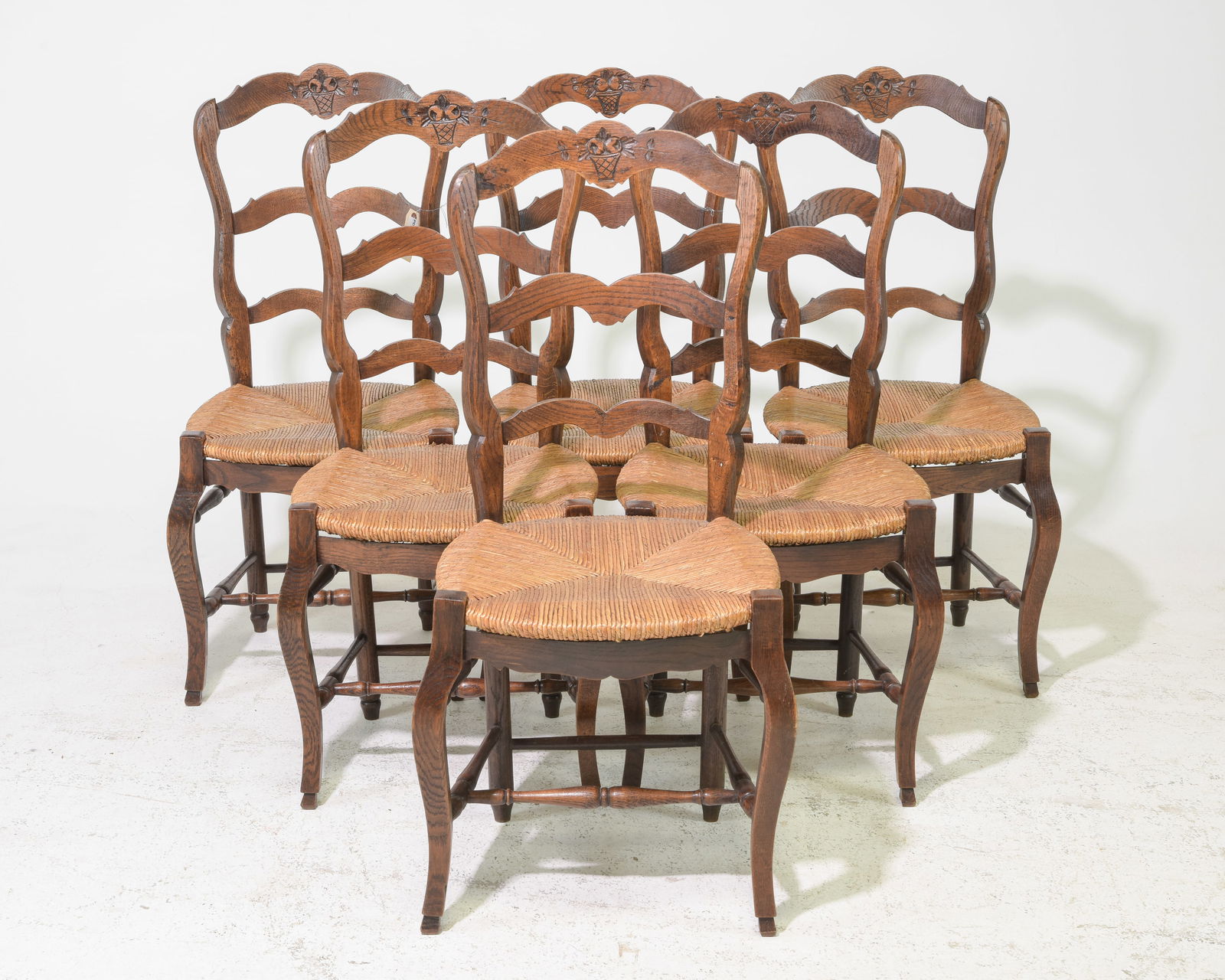 Set of 6 French Regency Style Rush Seat Chairs (1 of 4)