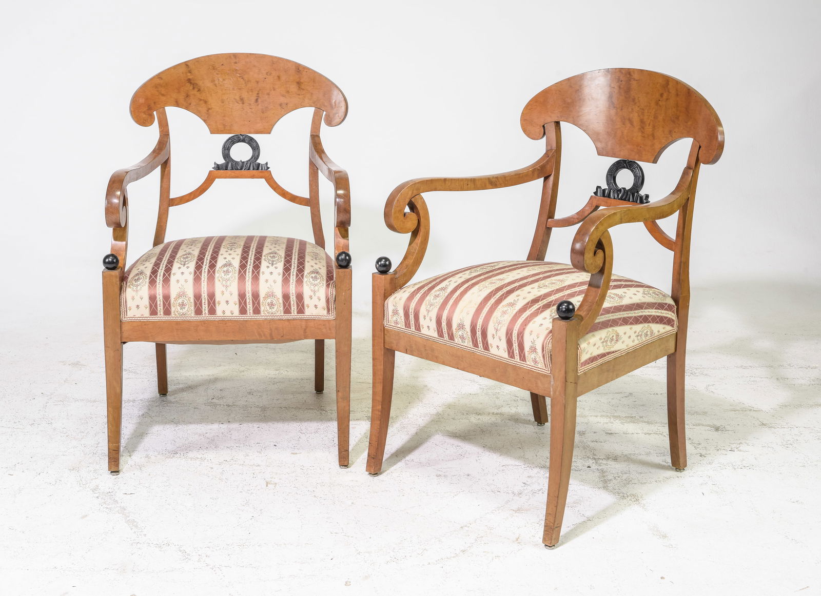 Pair of Biedermeier Style Walnut Arm Chairs #1 (1 of 5)