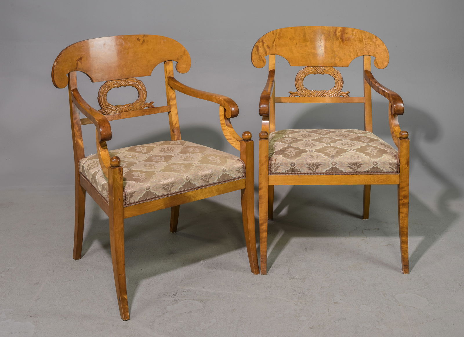 Pair of Biedermeier Style Walnut Arm Chairs #2 (1 of 5)