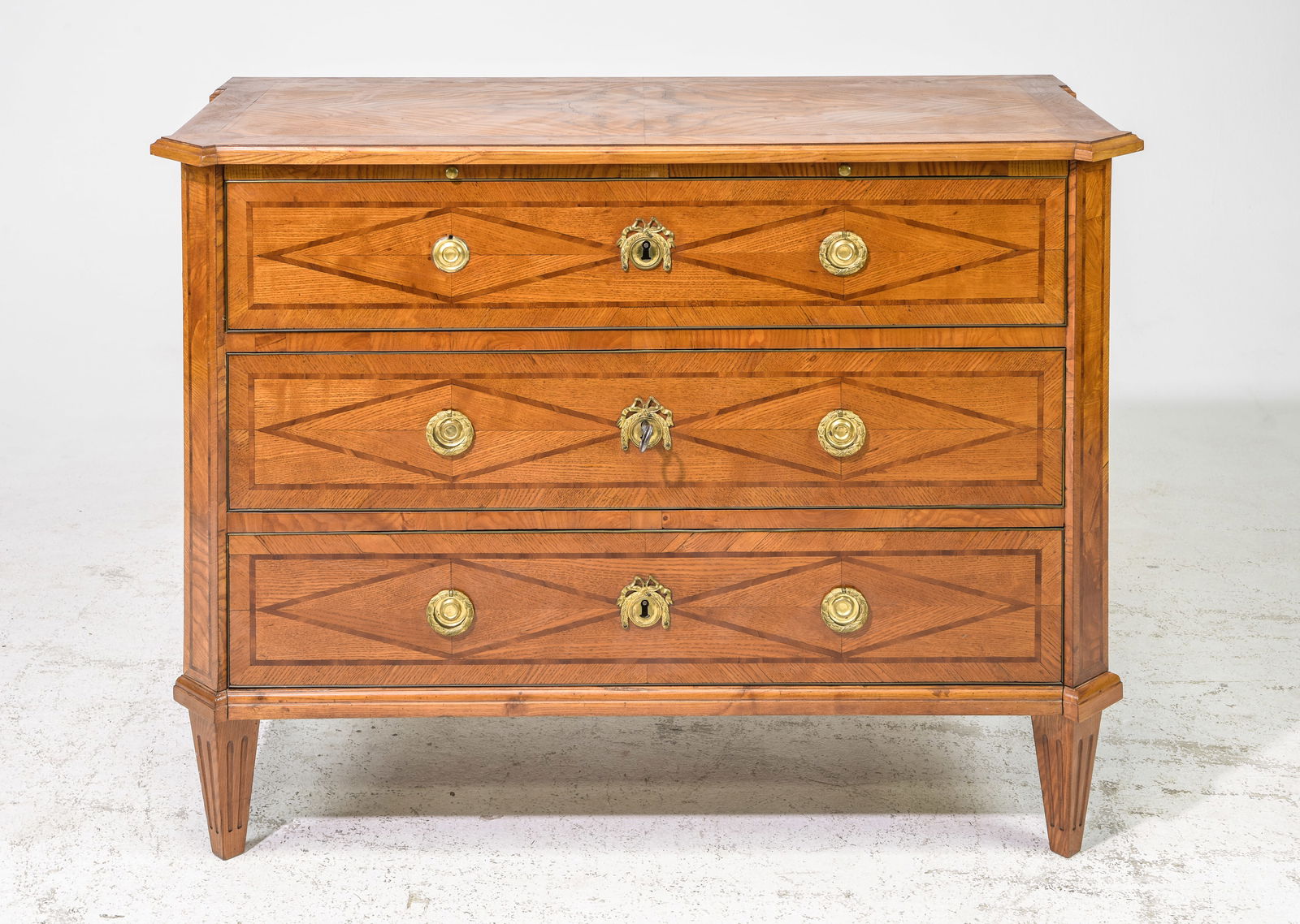 Three Drawer Walnut Chest with Brass Handles (1 of 6)