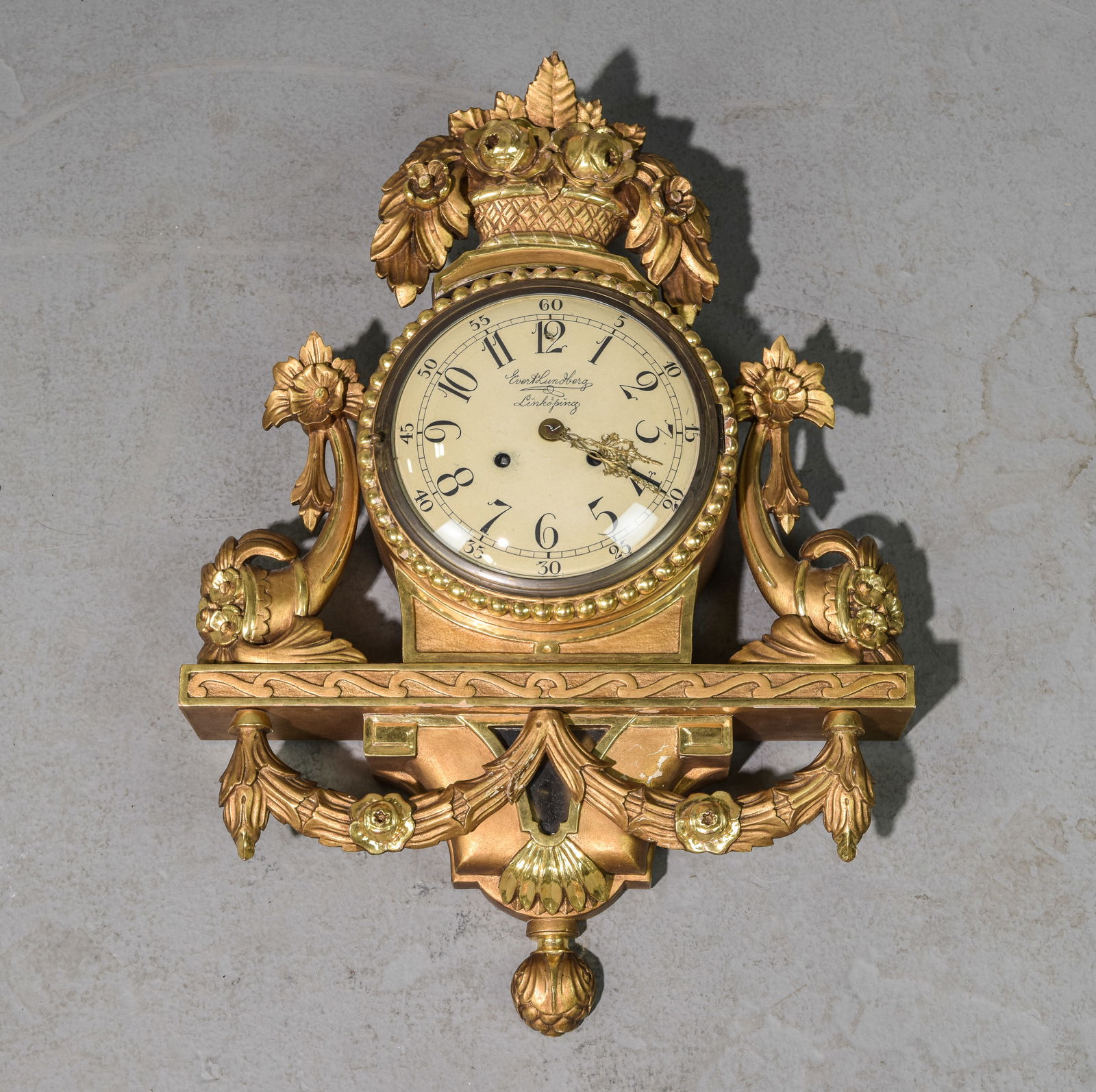 Swedish Westerstrand Gold Gilt Wall Clock (1 of 4)