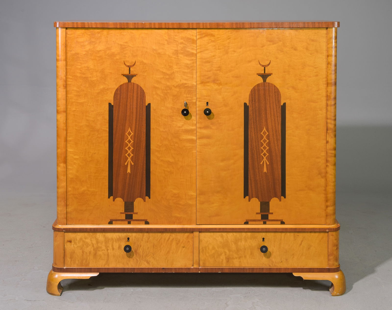 Scandinavian Art Deco Style Birch Wood Cabinet (1 of 6)