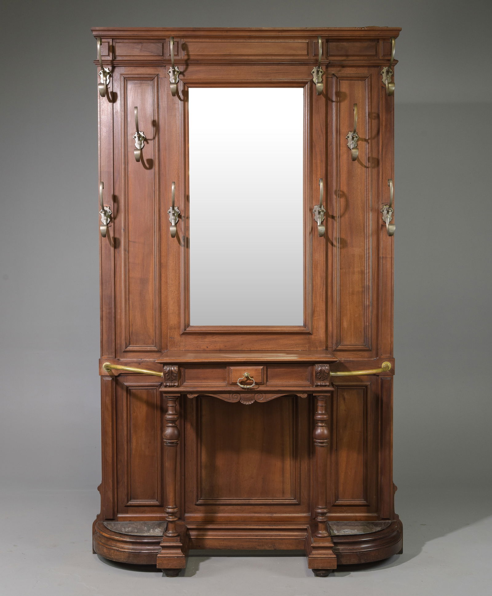Henri II Style Walnut Mirror Back Hall Stand (1 of 6)