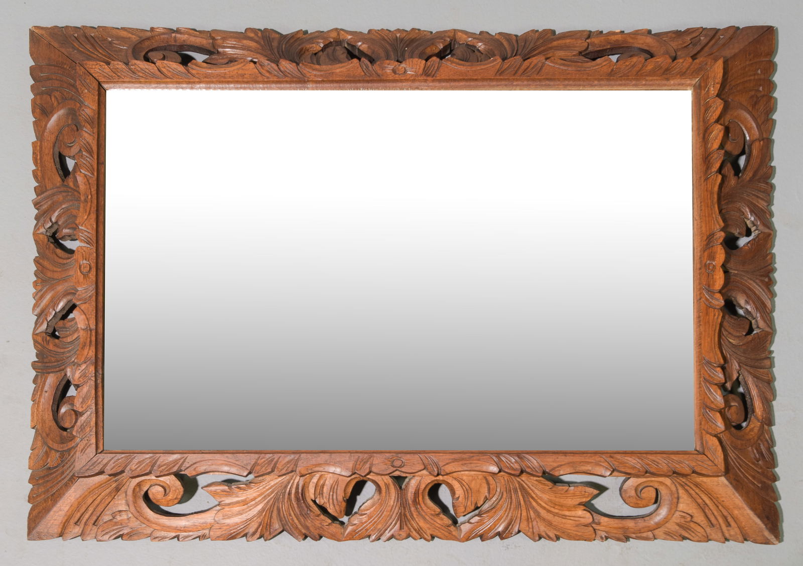French Open Pierced Carved Oak Framed Mirror (1 of 3)