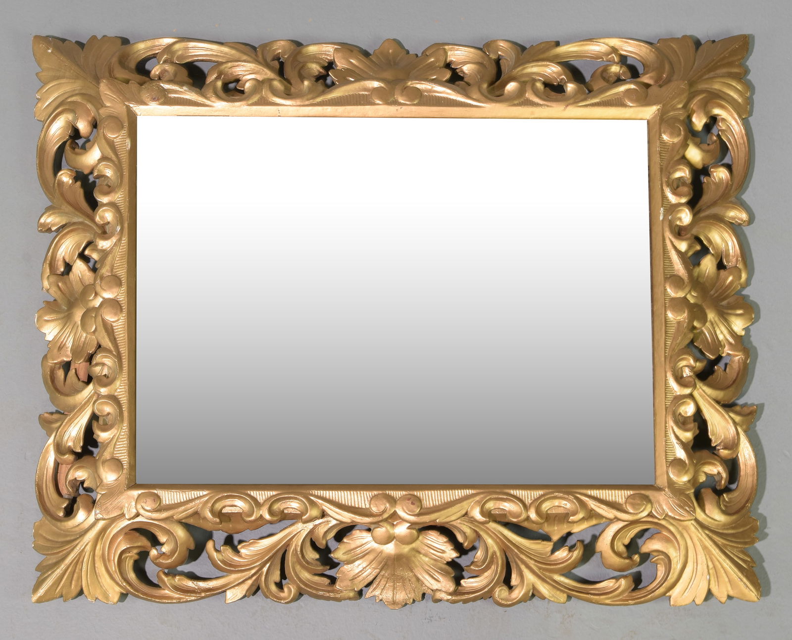 French Open Pierced Carved Oak Gold Painted Mirror (1 of 3)