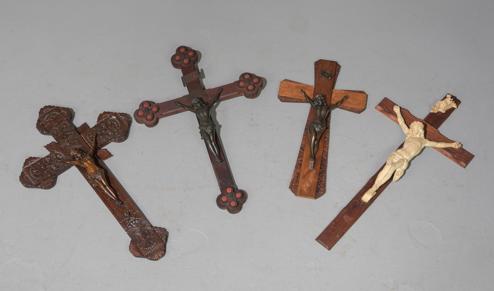 4 Assorted Carved Religious Crosses (1 of 3)