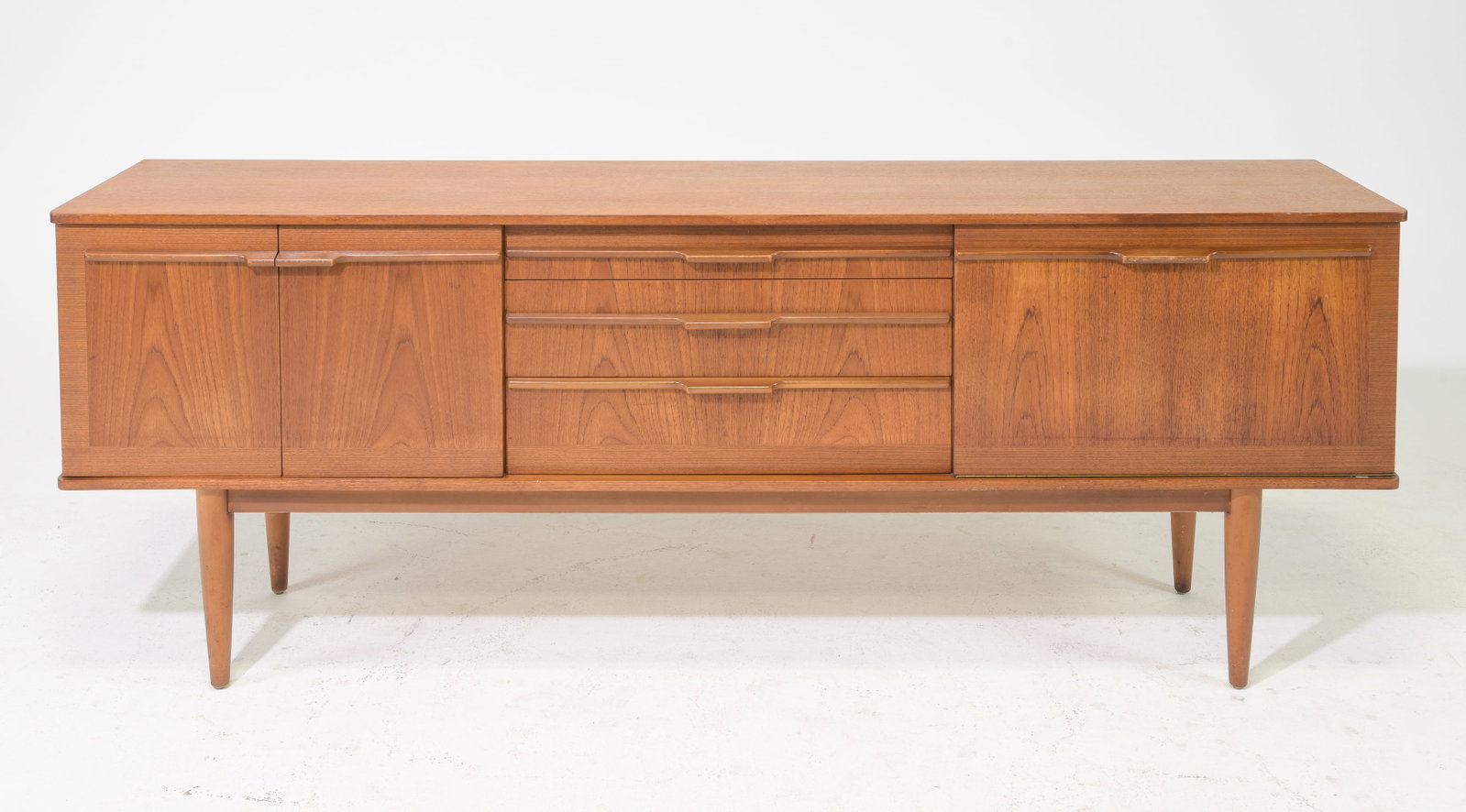 Mid Century Modern Teak Sideboard: Danish Modern Style Teak Cocktail Sideboard - 29 in tall x 78 x 18