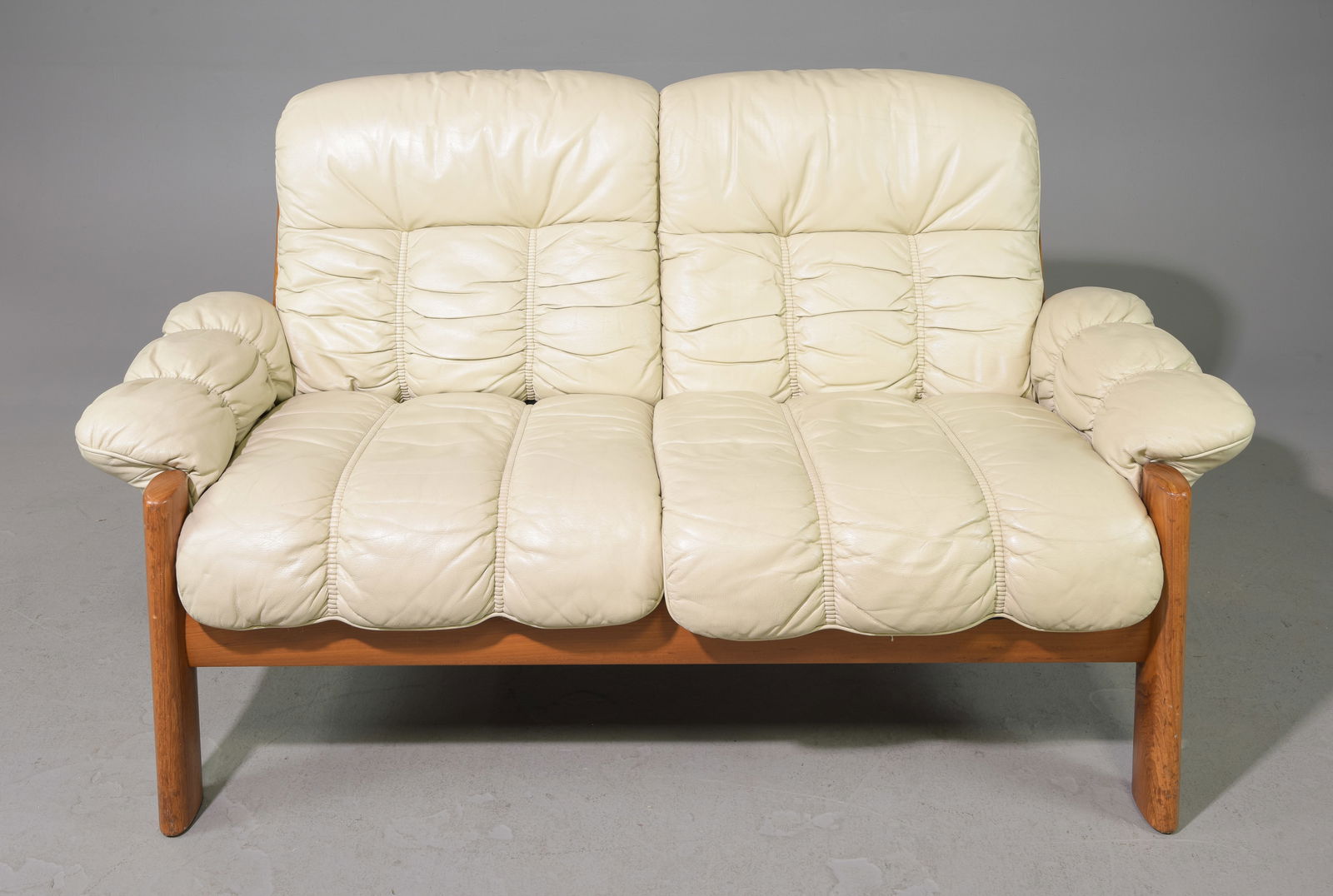 Ekornes Mid Century Modern White Leather Sofa (1 of 5)