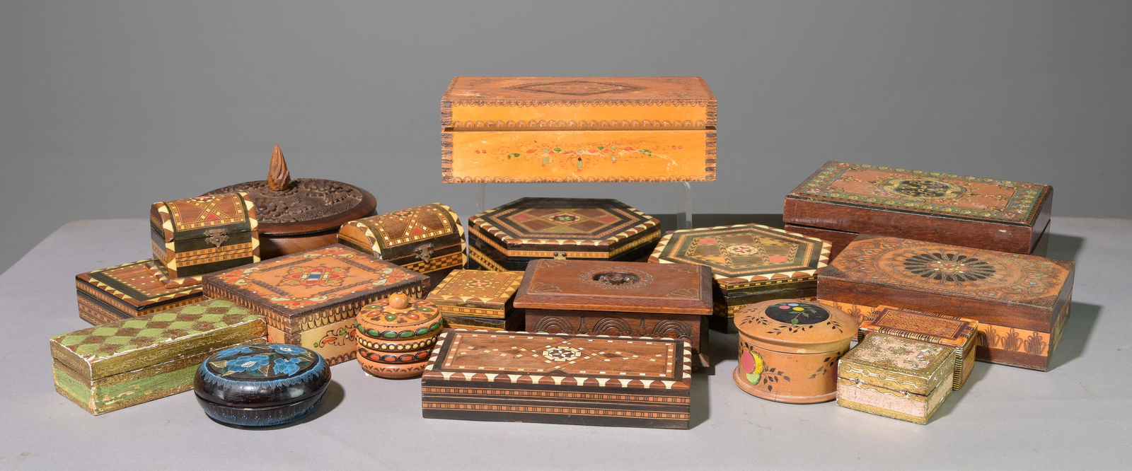 19 Assorted Inlaid, Carved & Florentine Boxes (1 of 7)