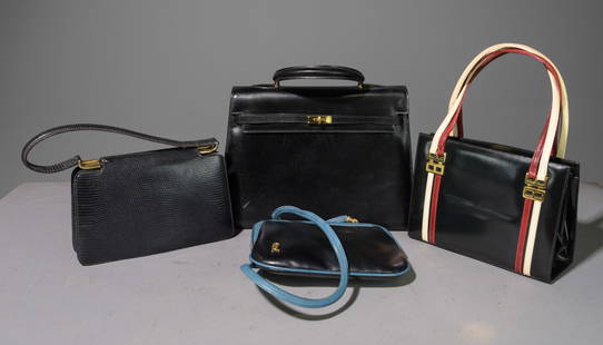 Four Assorted Vintage Handbags / Purses #3: Four Assorted Vintage Handbags / Purses - Roberta Di Camerino Made in Italy, Martin Van Schaak New York, Made in France and One is not marked - 10 in tall x 13 x 5