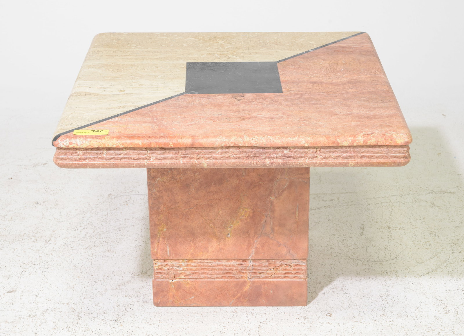 Italian Two Tone Travertine Square Coffee Table (1 of 3)