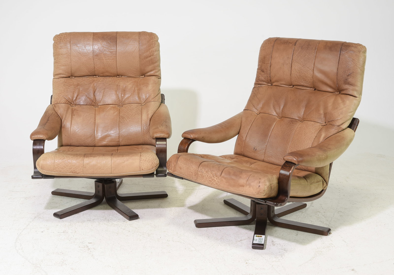 2 Mid Century Modern Leather Arm Chairs (1 of 4)
