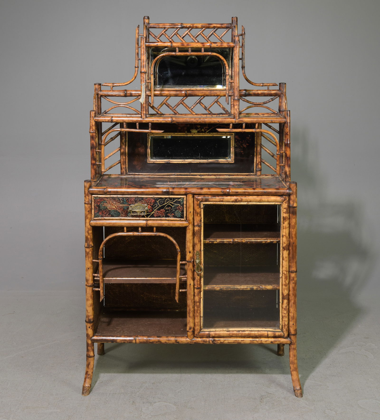 Bamboo Etagere / Mirror Back Hall Cabinet (1 of 4)