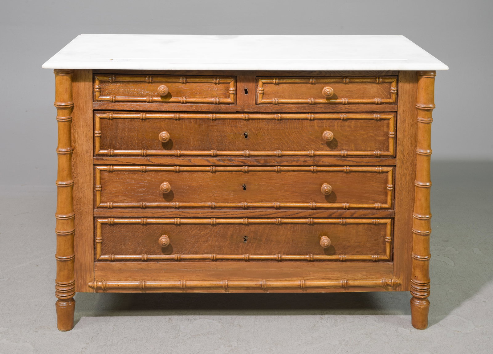 Faux Bamboo White Marble Top 4 Drawer Chest (1 of 6)