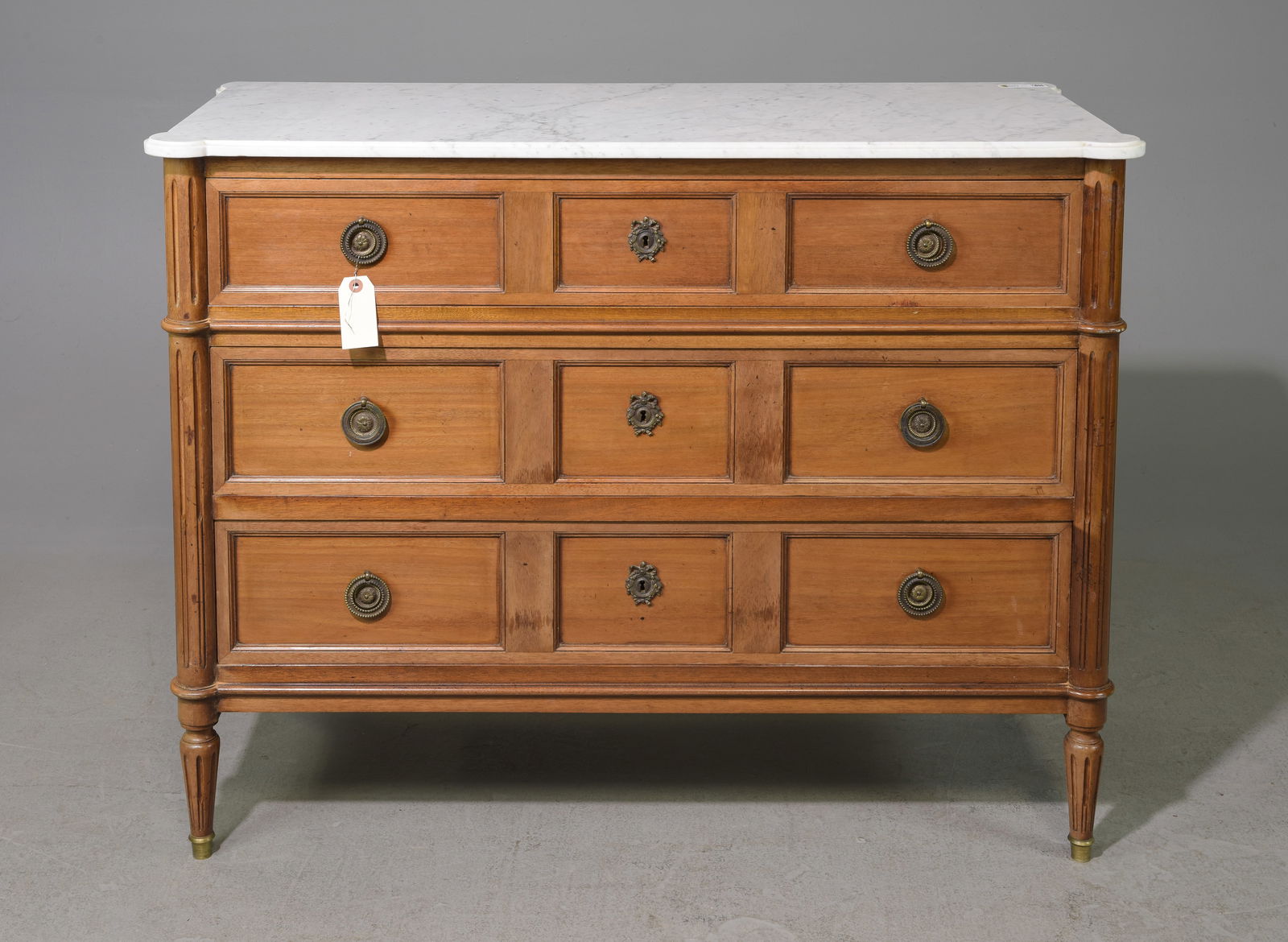 Louis XVI Style White Marble Top 3 Drawer Chest #2 (1 of 6)