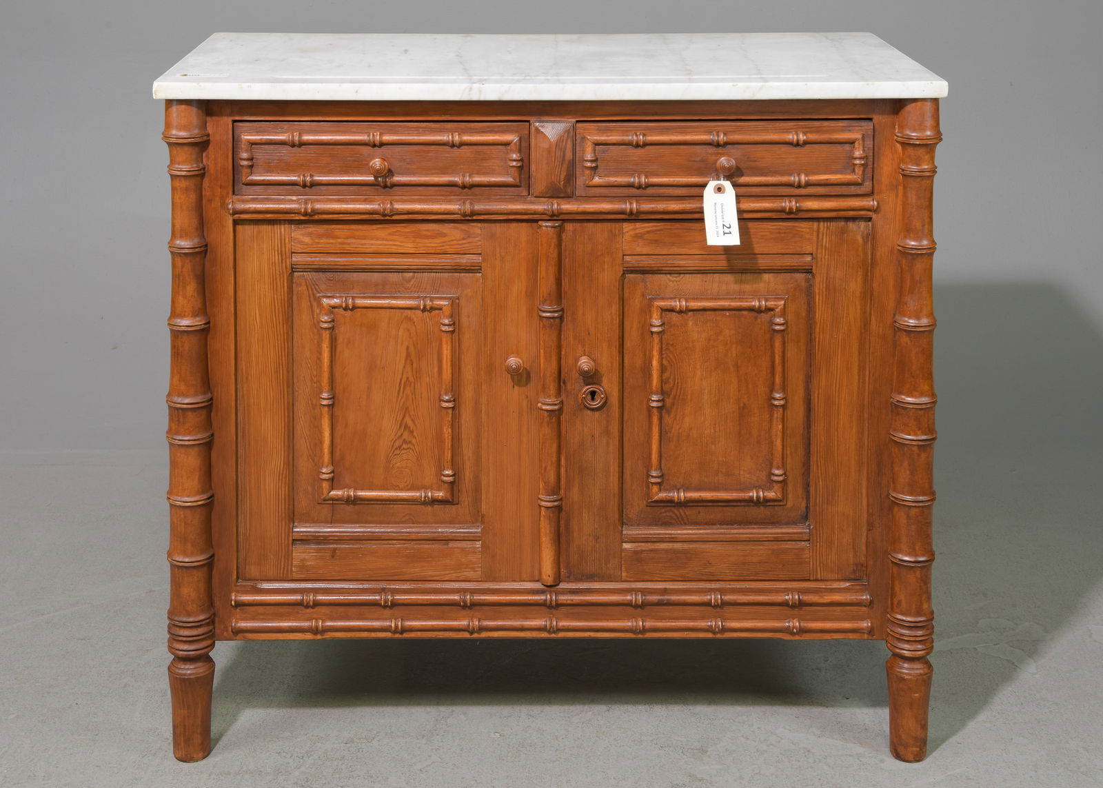 Faux Bamboo White Marble Top Cabinet (1 of 5)