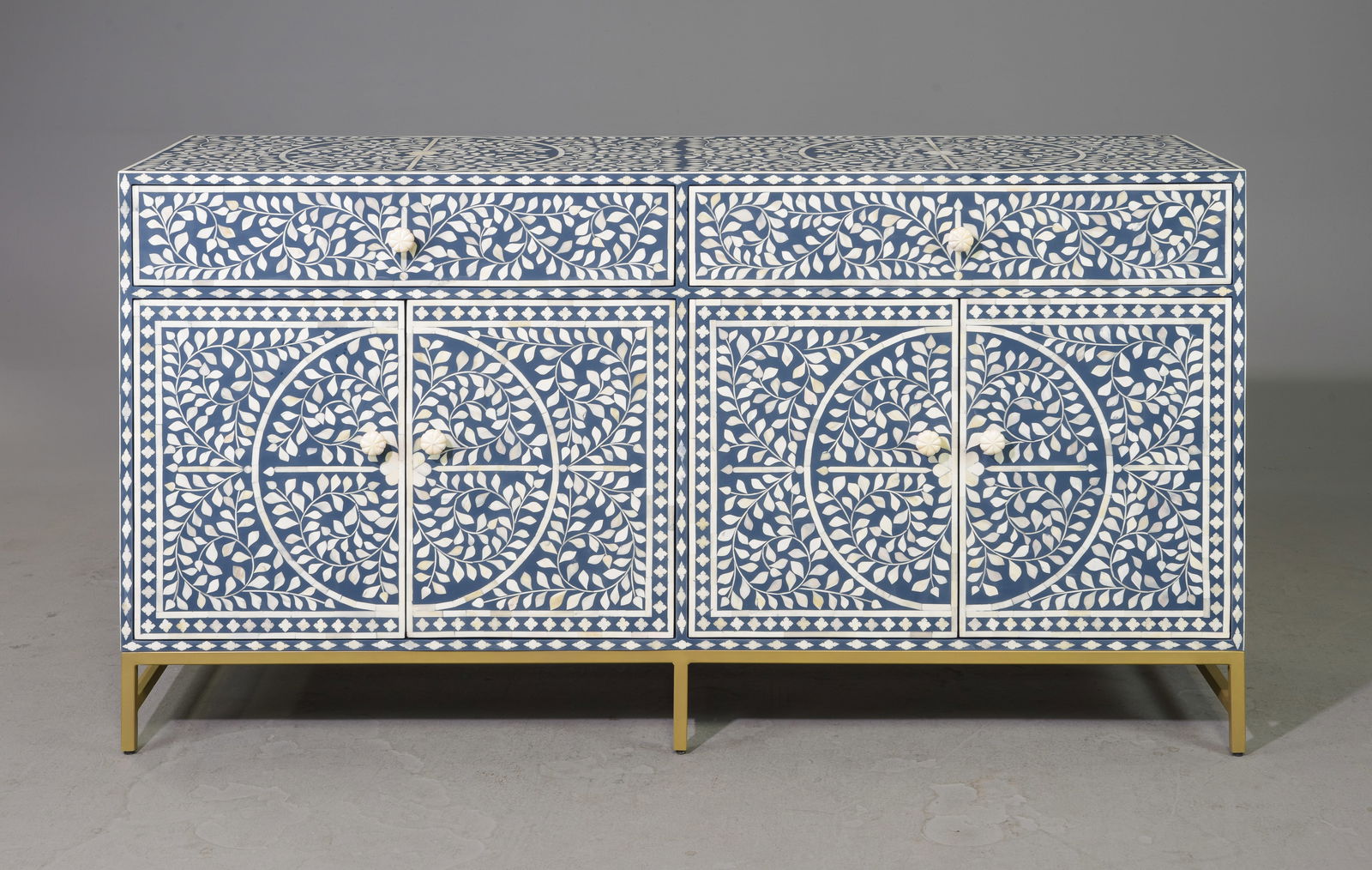 Modern Inlaid Blue & White Sideboard / Credenza (1 of 6)