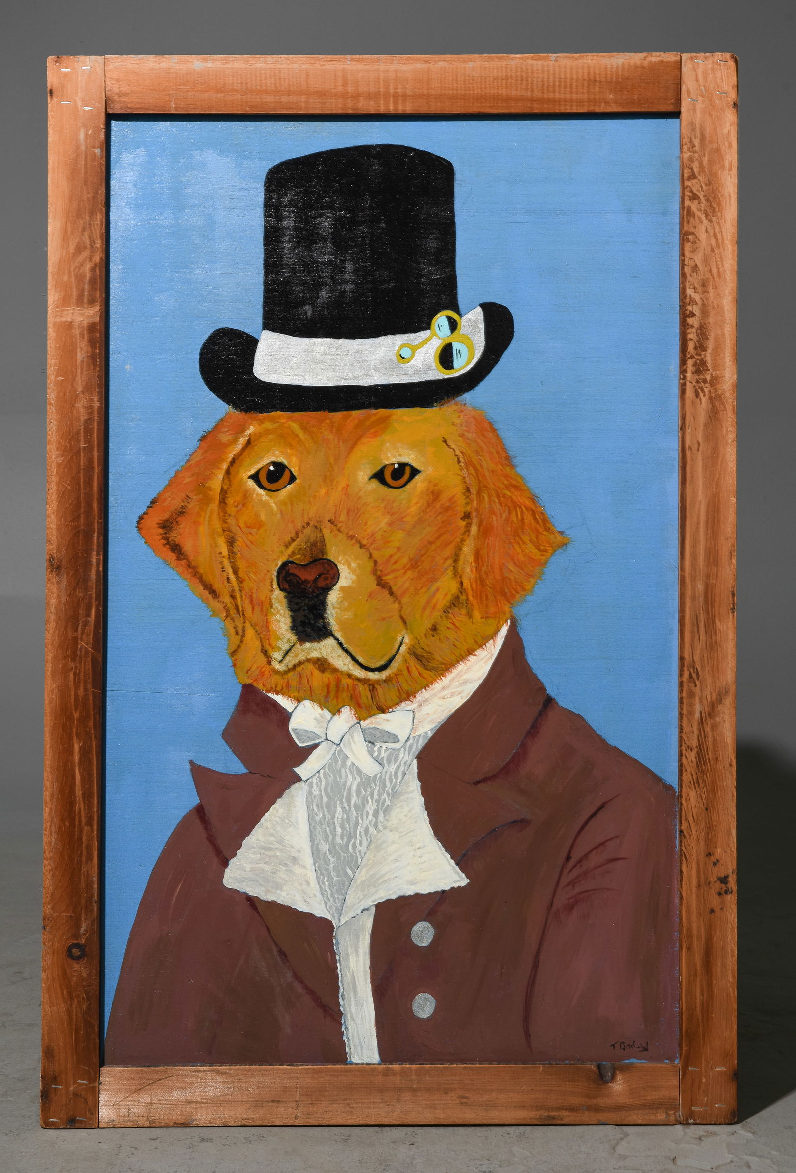 Framed Dog Portrait Painted on Board #1 (1 of 4)