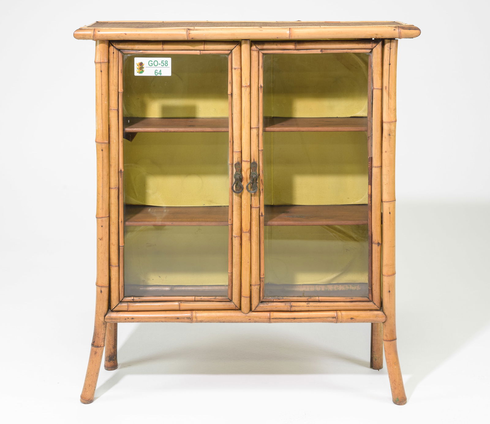 Bamboo Narrow Double Door Bookcase / Cabinet (1 of 6)