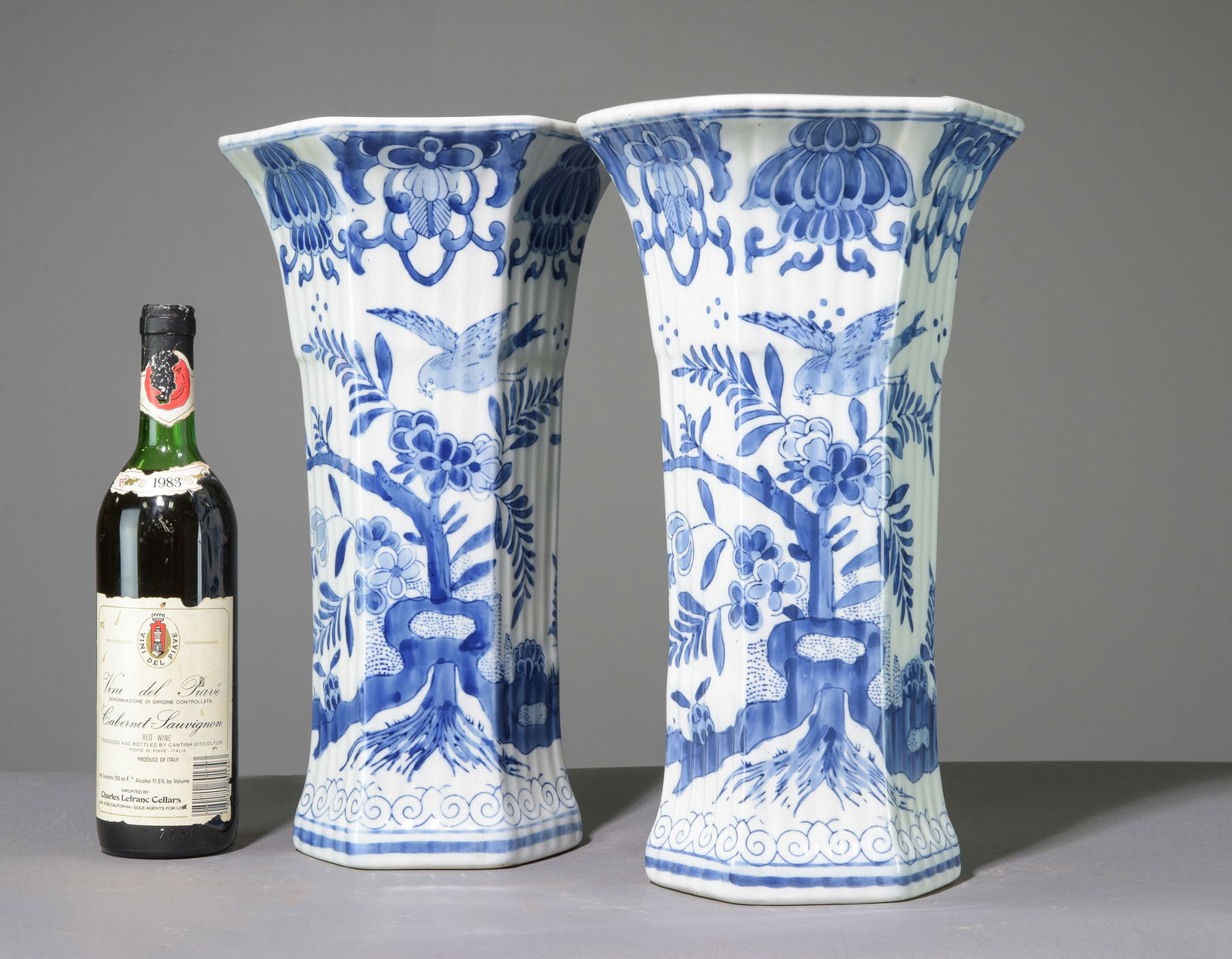 Two Hand Painted Blue & White Porcelain Vases (1 of 3)