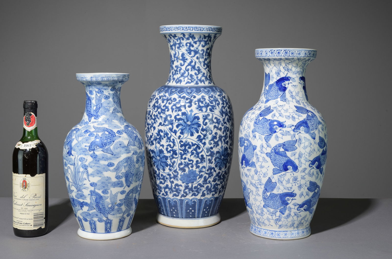 Three Blue & White Asian Style Vases (1 of 7)