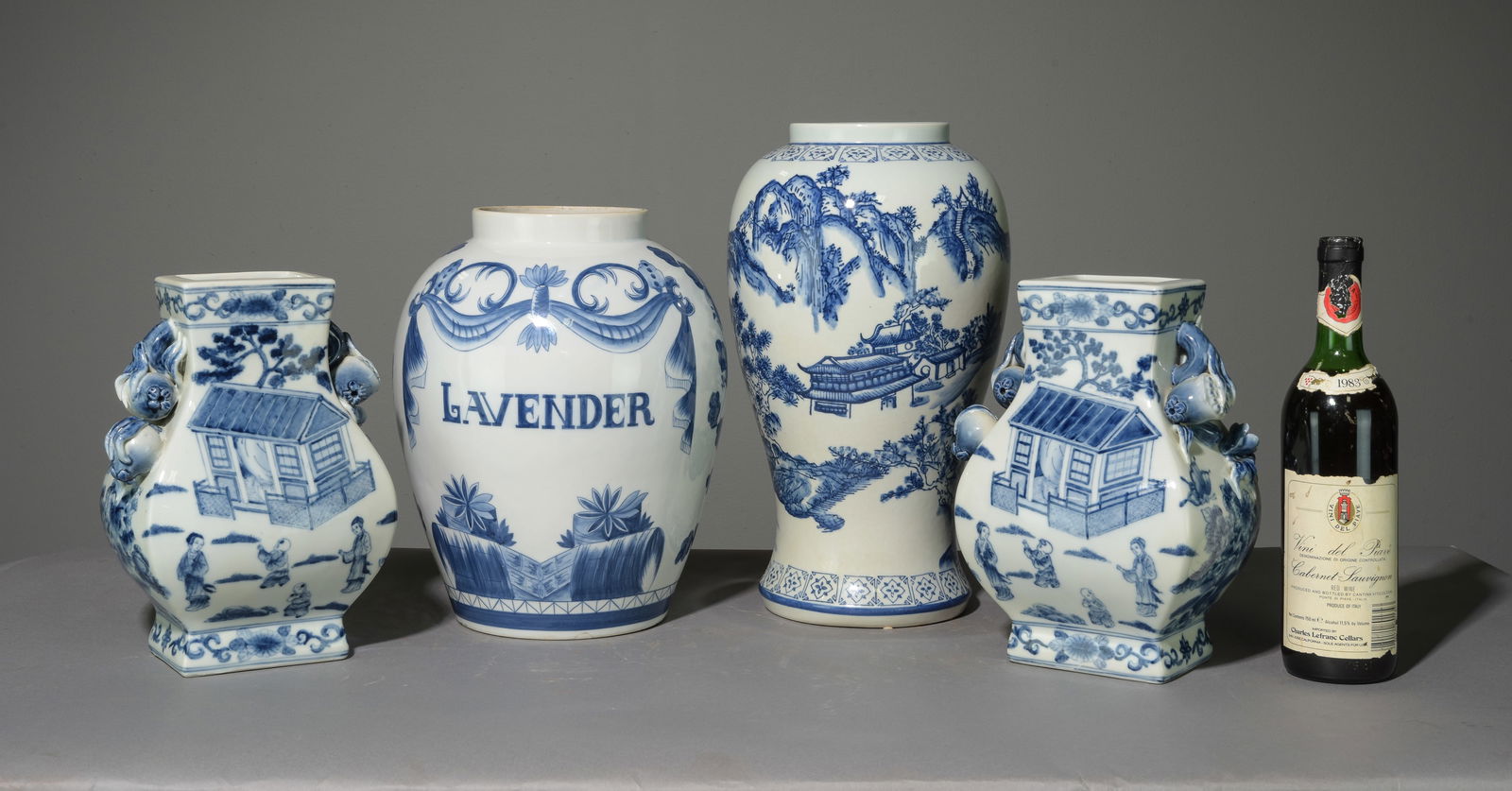 4pcs - Blue & White Asian Vases / Urns (1 of 5)