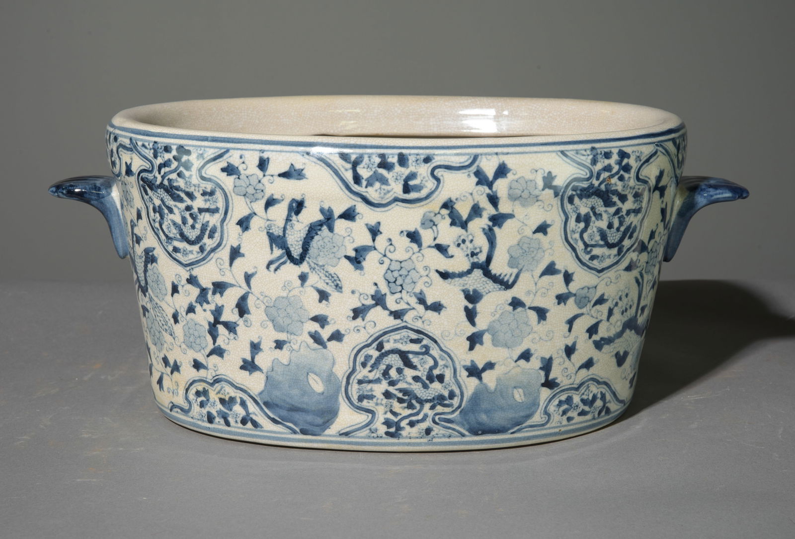 Asian Style Heavy Blue & White Foot Bath / Planter (1 of 3)