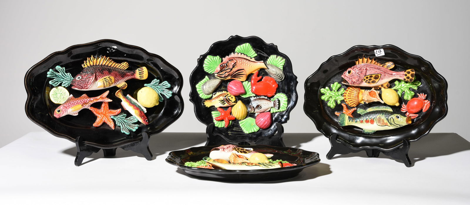 4 Assorted Palissy Style Sea Life / Fish Plates (1 of 6)