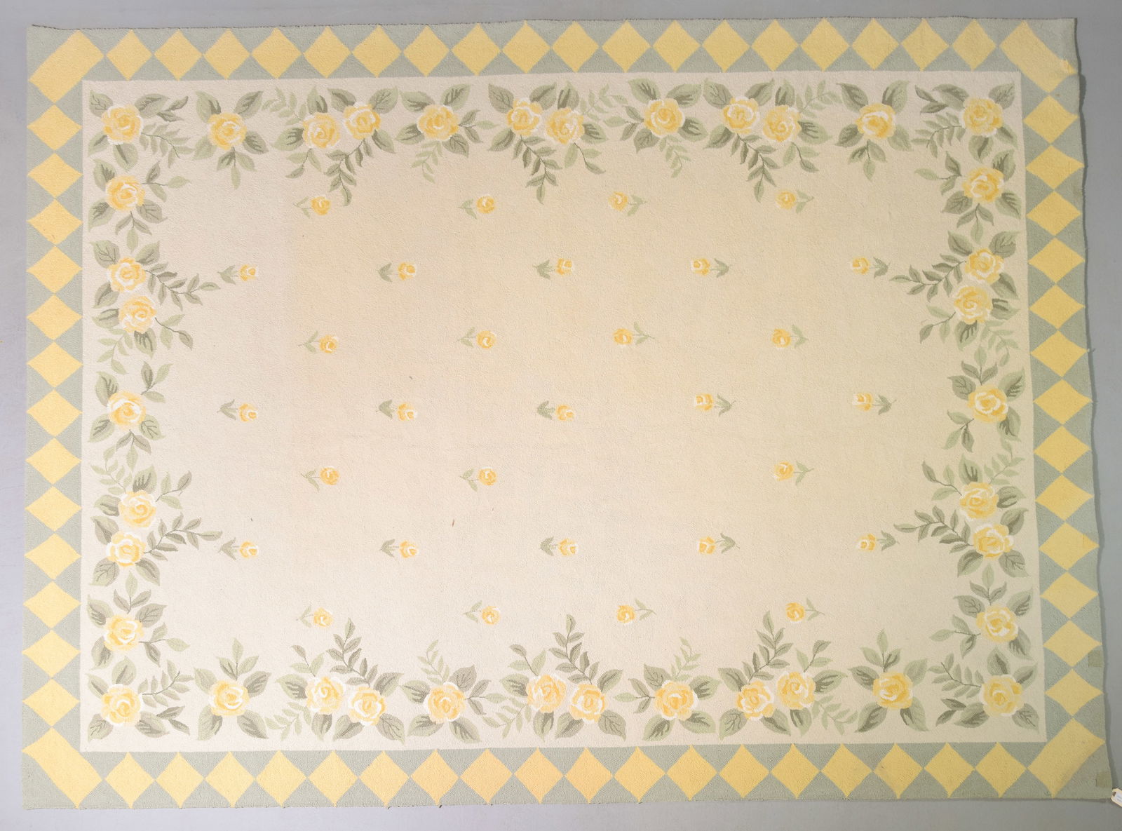 Hand Tufted Rug with Yellow Roses - 11' x 8'3 (1 of 3)