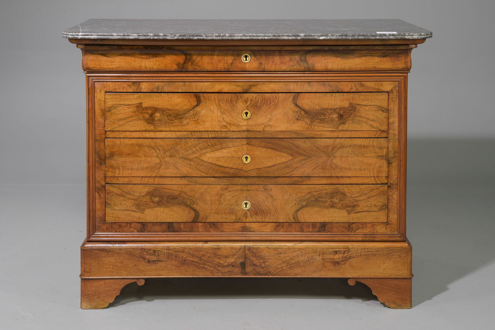 Louis Philippe Style Walnut Marble Top Chest (1 of 6)