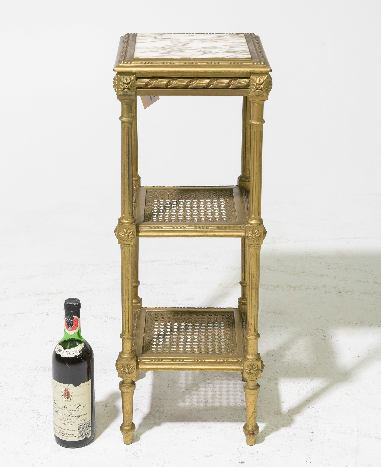 French Marble Top Three Tier Gold Painted Stand (1 of 4)