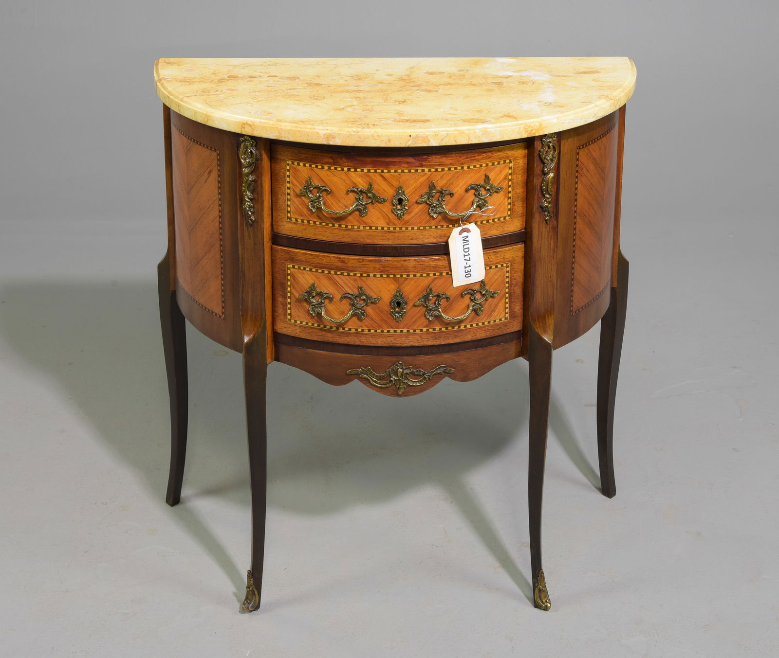 French Marble Top Demilune Occasional Chest (1 of 3)