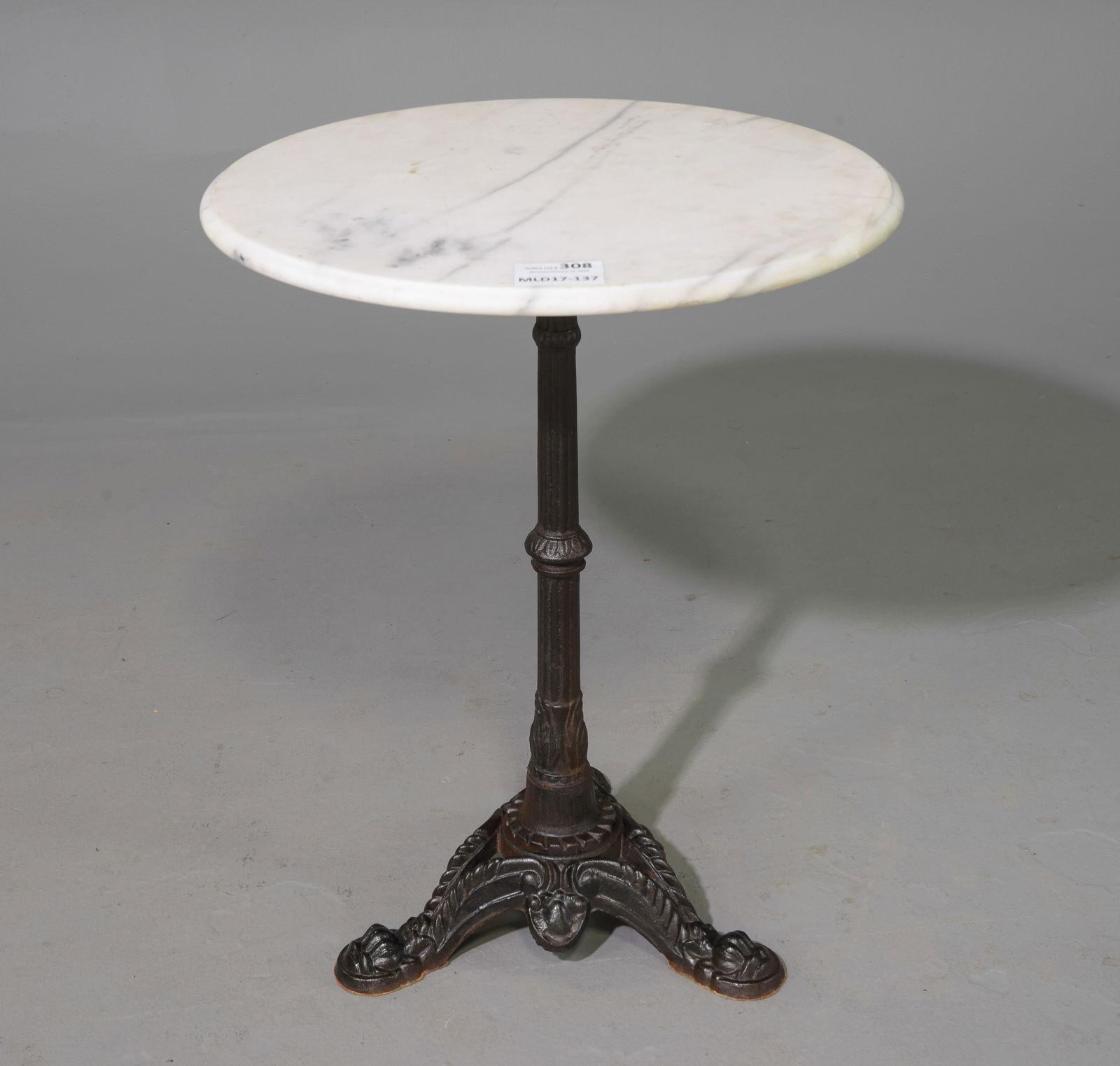 French Iron Base White Marble Top Bistro Table (1 of 3)