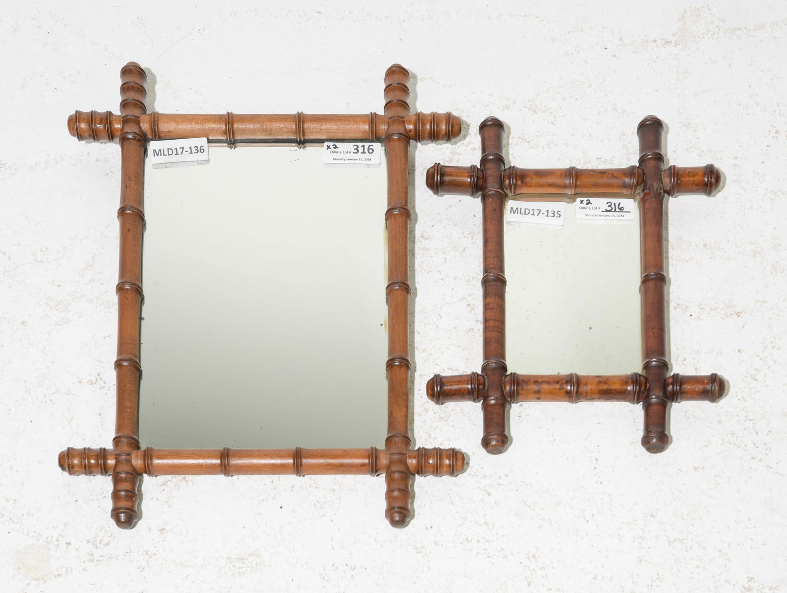 Two Faux Bamboo Framed Mirrors #2 (1 of 3)
