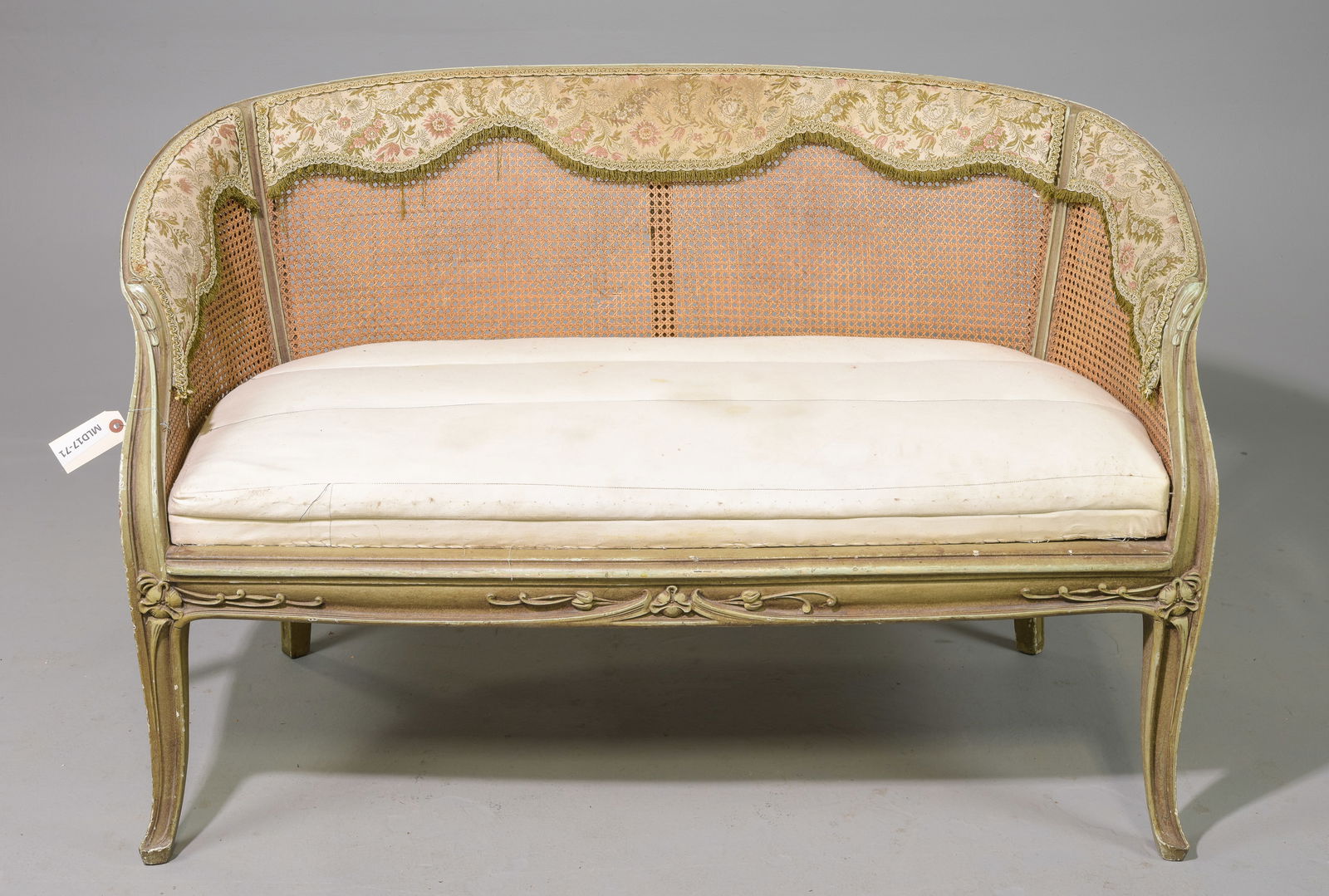 Louis XV Style Painted Caned Settee / Hall Bench (1 of 6)