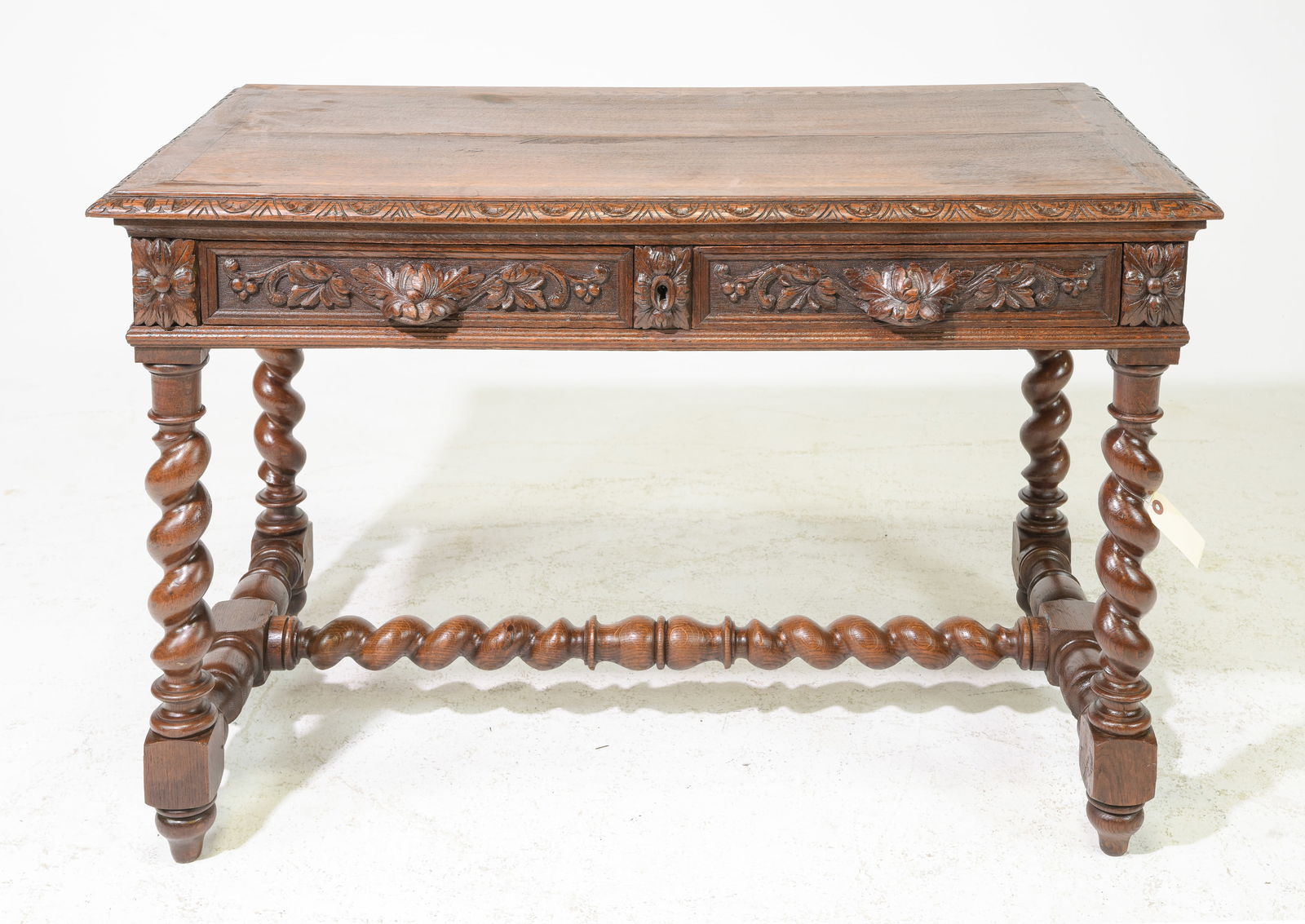 Louis XIII Style French Twist Oak Writing Table (1 of 5)