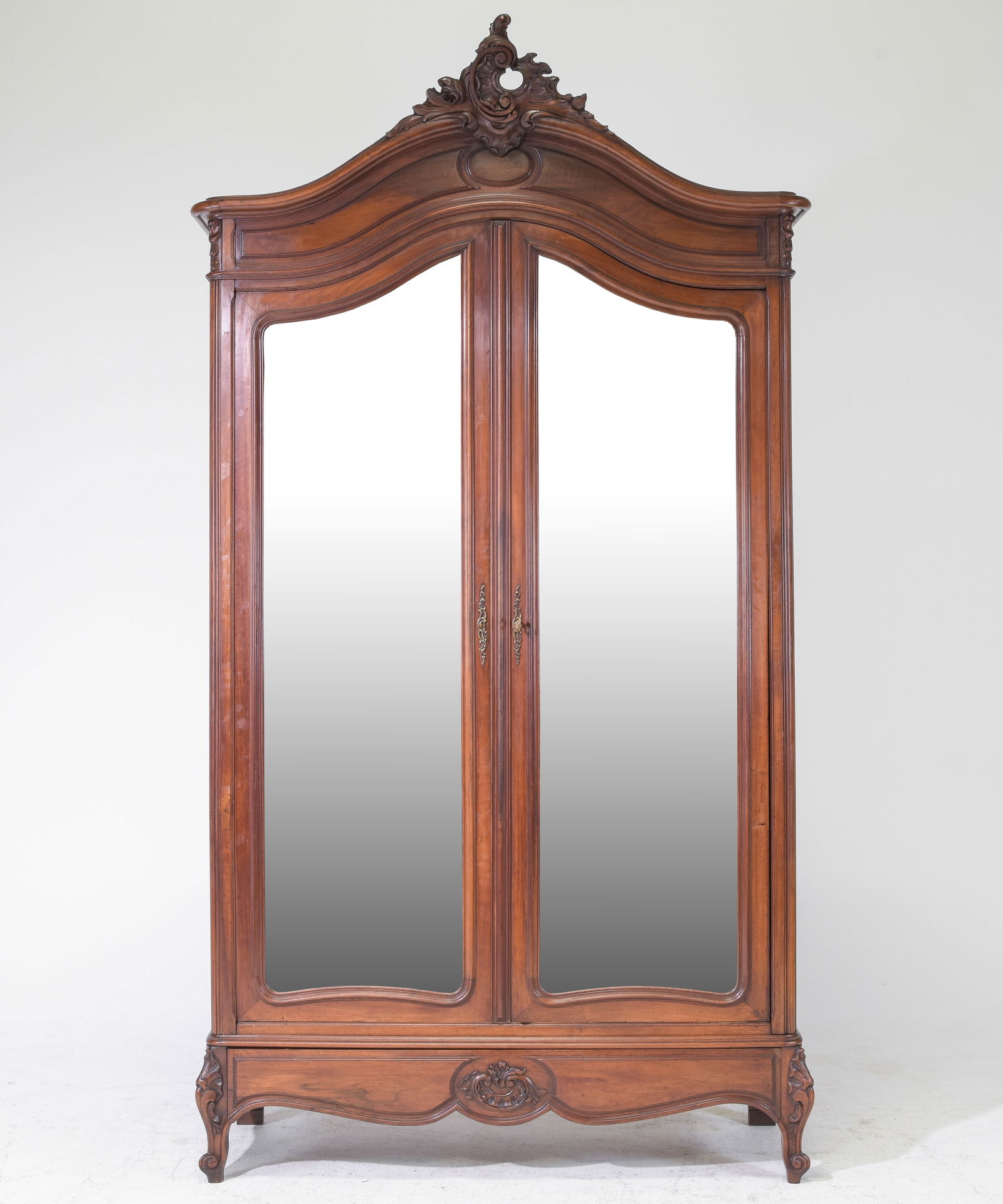 Louis XV Style Walnut Double Mirror Door Armoire (1 of 4)