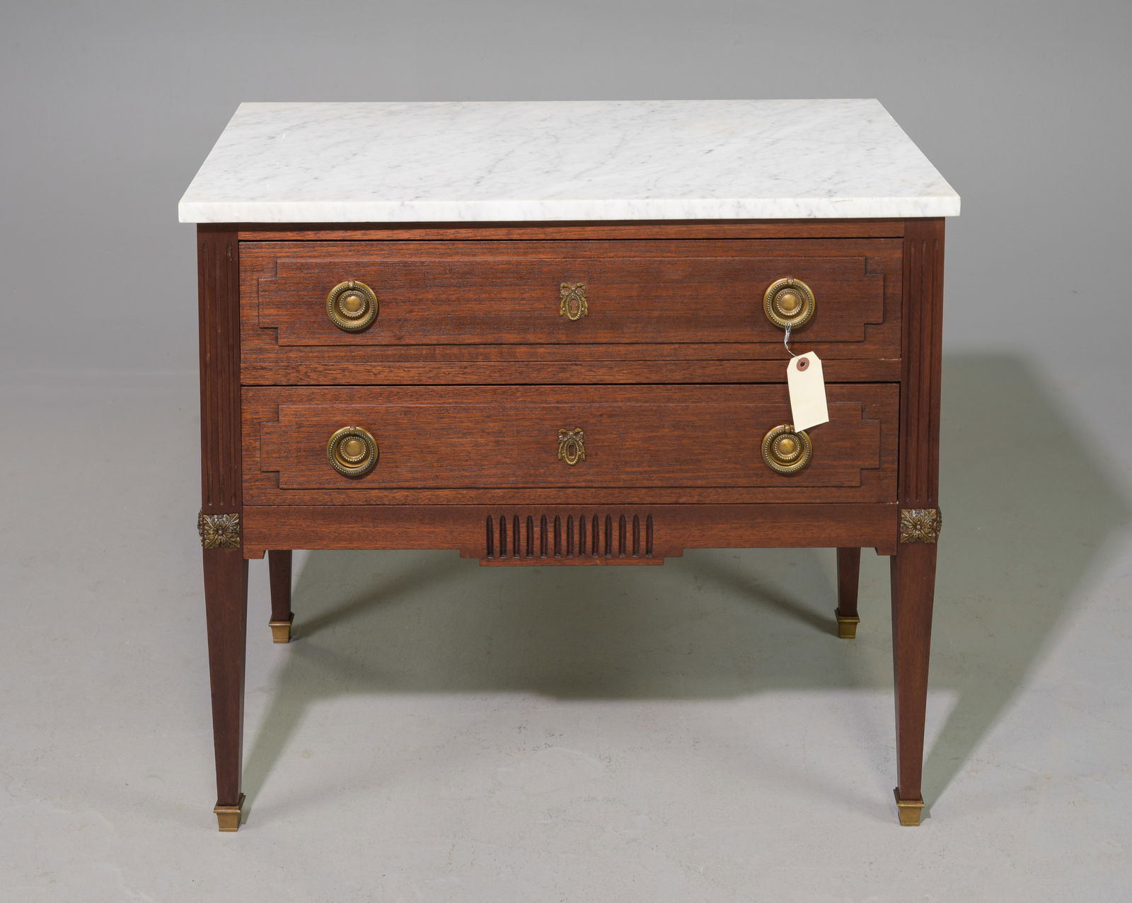 French White Marble Top 2 Drawer Chest (1 of 4)