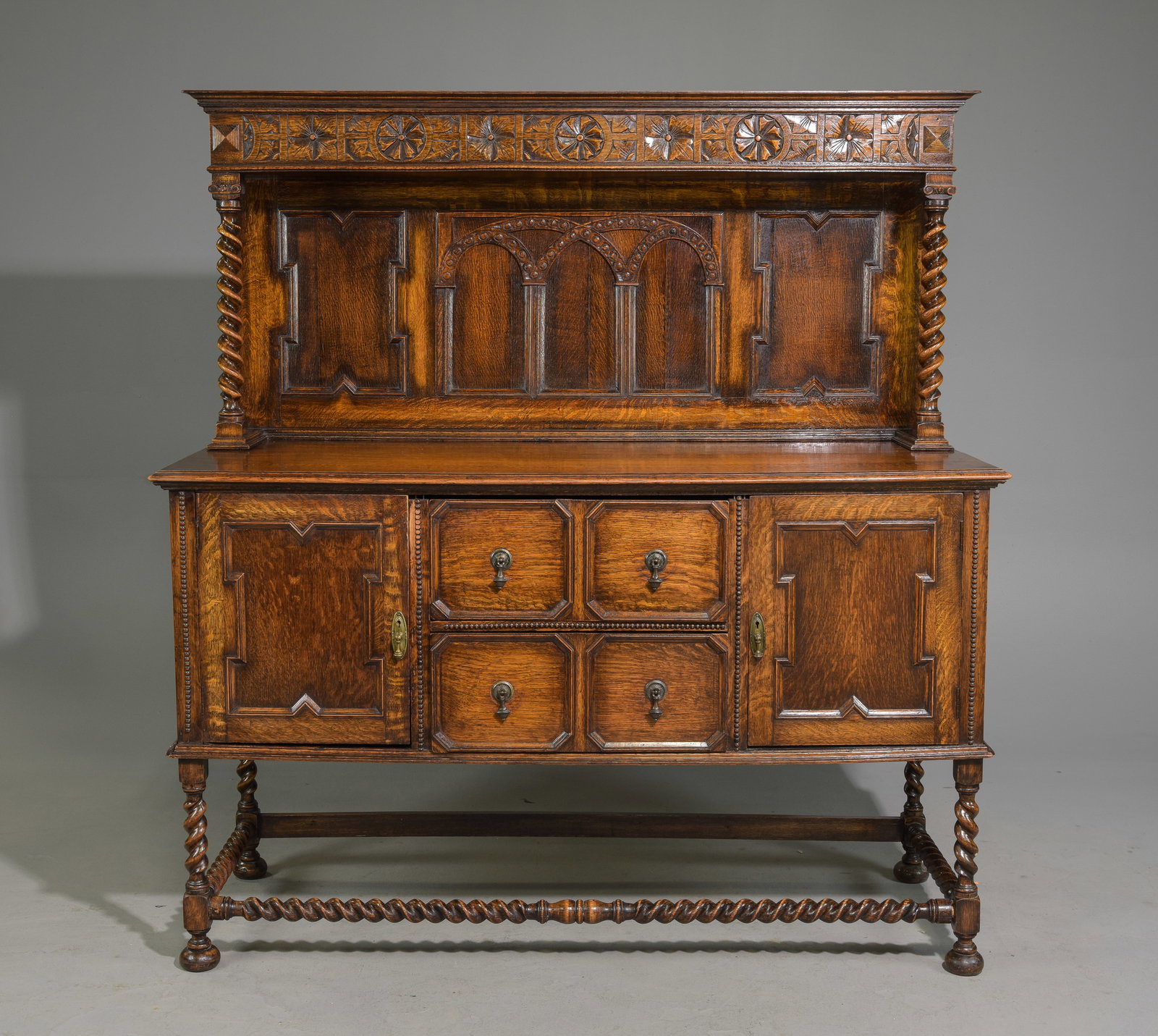 Jacobean Oak Barley Twist Sideboard / Server c.1920's (1 of 7)