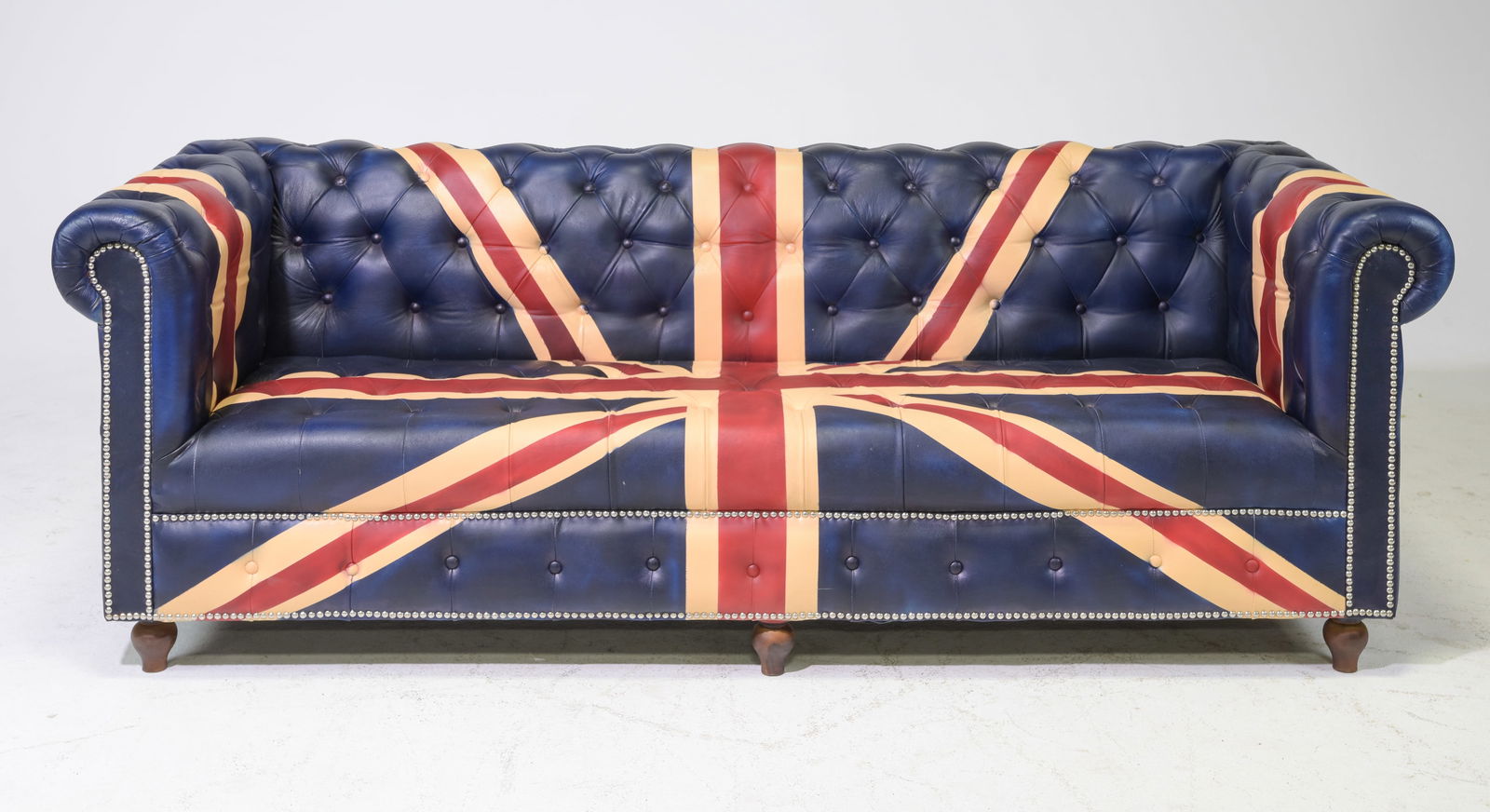 Union Jack Leather Button Tufted Sofa #1 (1 of 5)