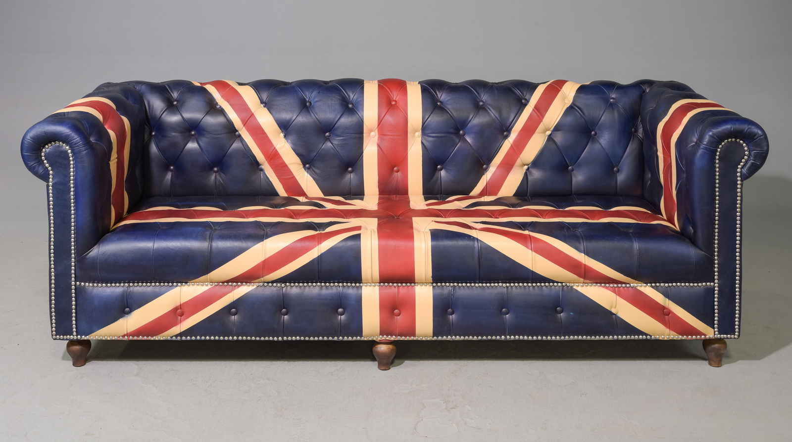 Union Jack Leather Button Tufted Sofa #2 (1 of 4)