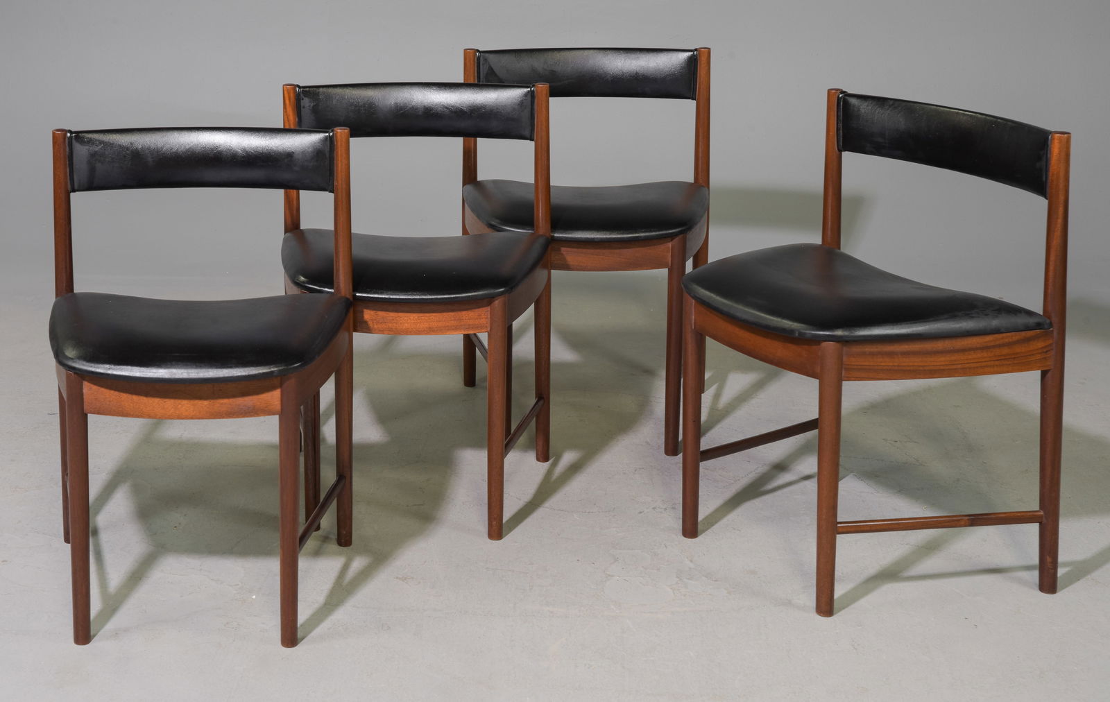 4 Mid Century Modern Dining Chairs: 4 Danish Modern Style Dining Chairs Attributed to Frem Rojle - 28 inches tall x 19 x 18, seat height is 187 inches