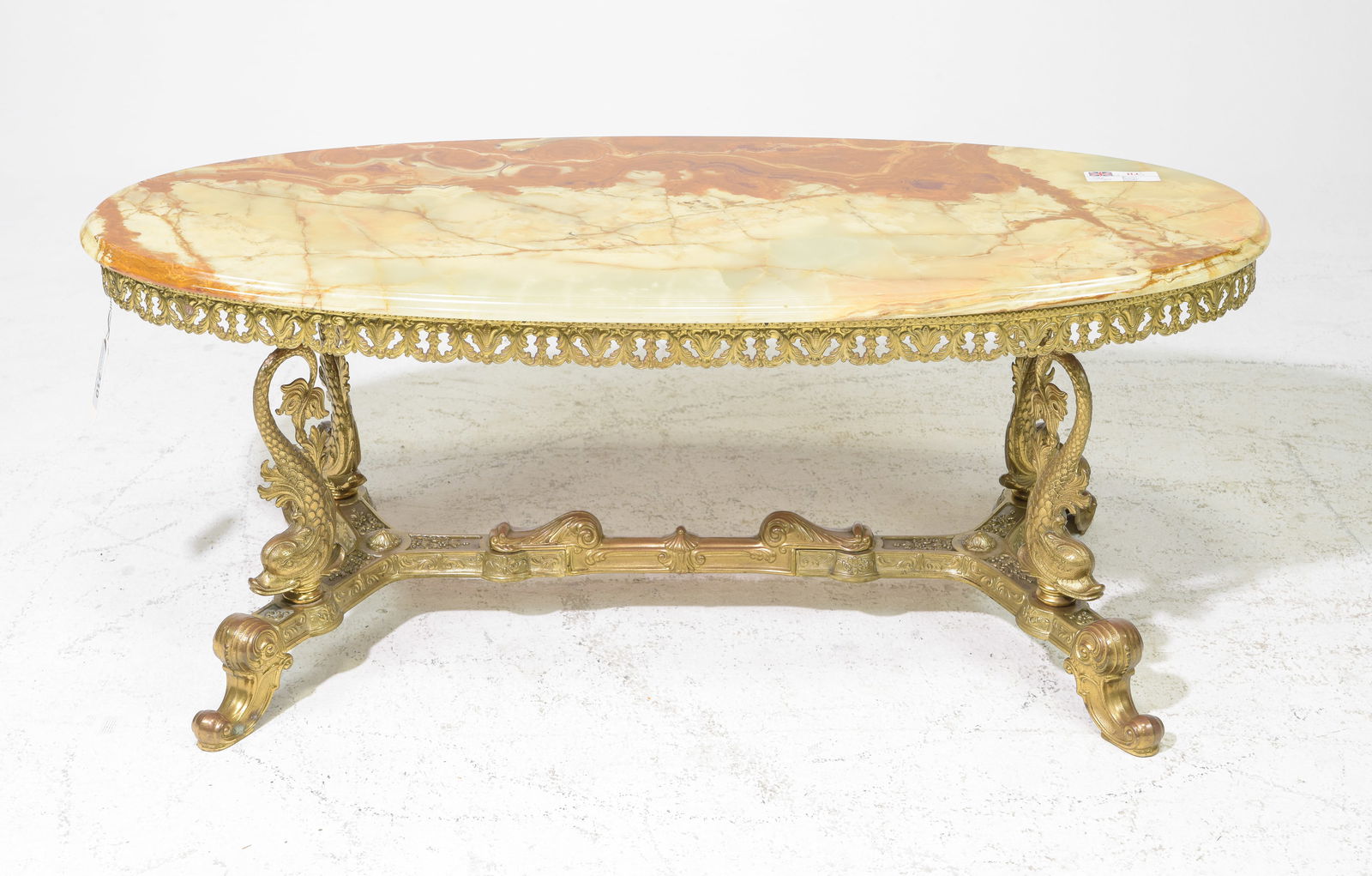 Oval Onyx Top Brass Base Coffee Table #1 (1 of 3)