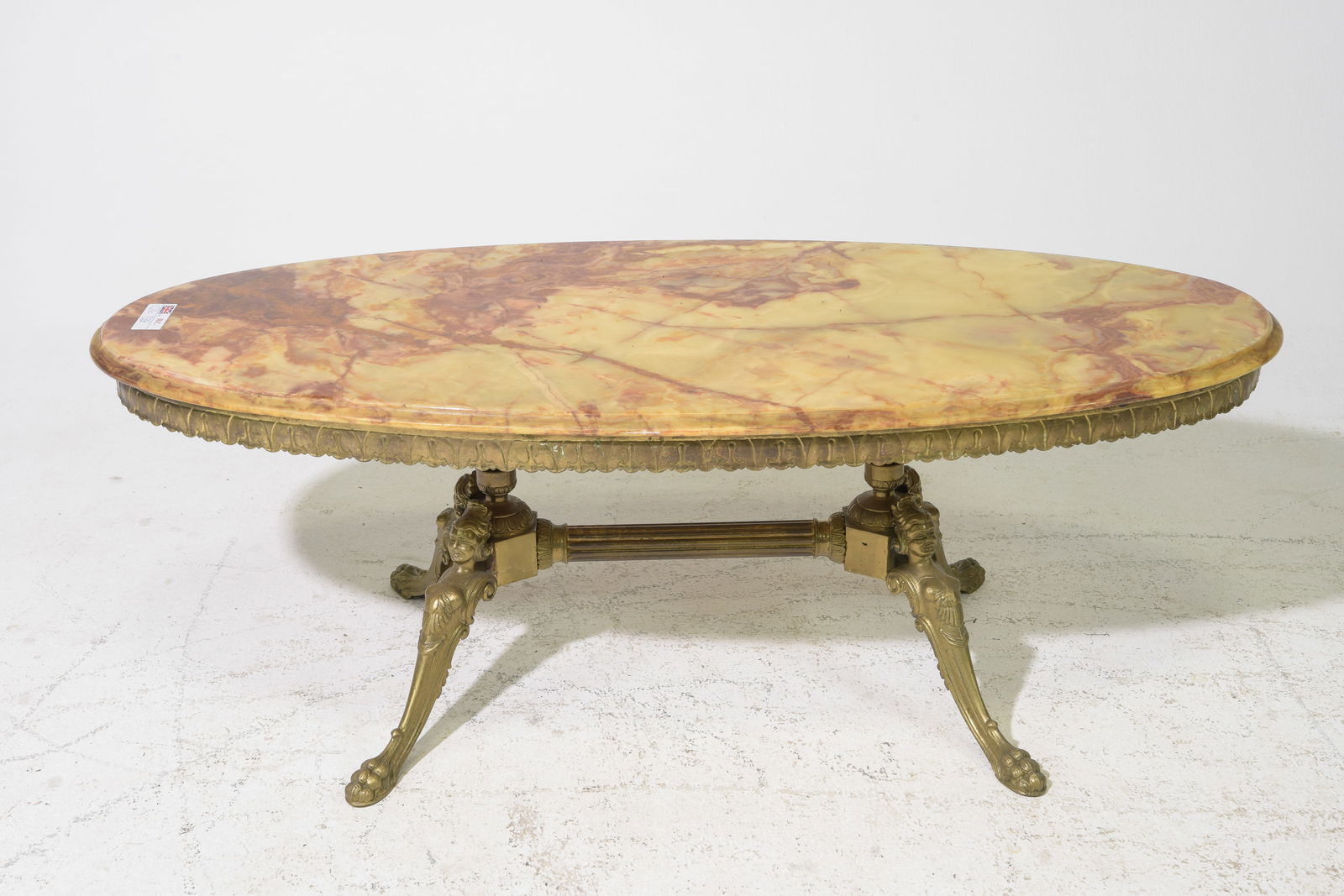 Oval Onyx Top Brass Base Coffee Table #3 (1 of 3)